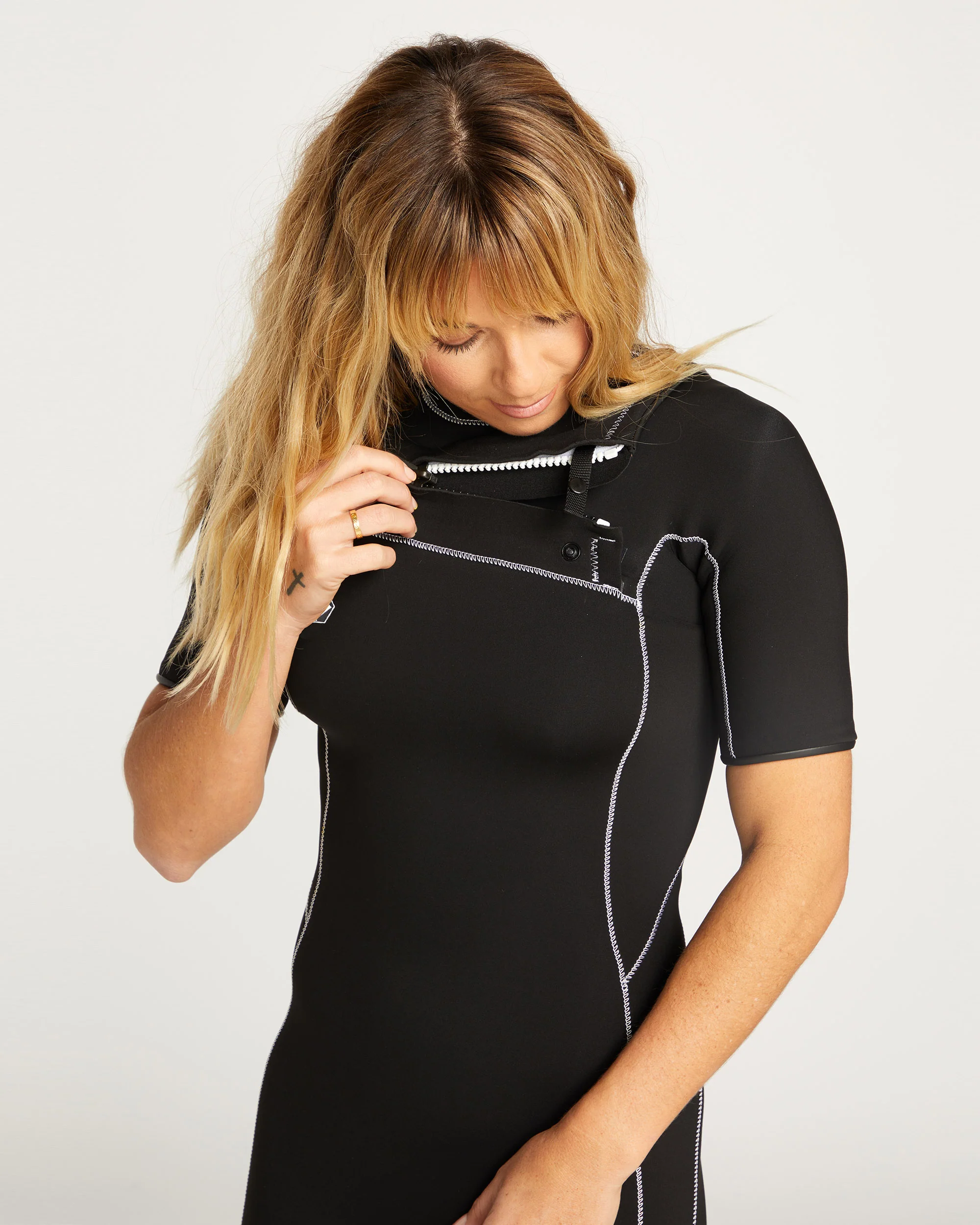 2Mm Short sleeve Chest Zip Wetsuit - BLACK - Image 4