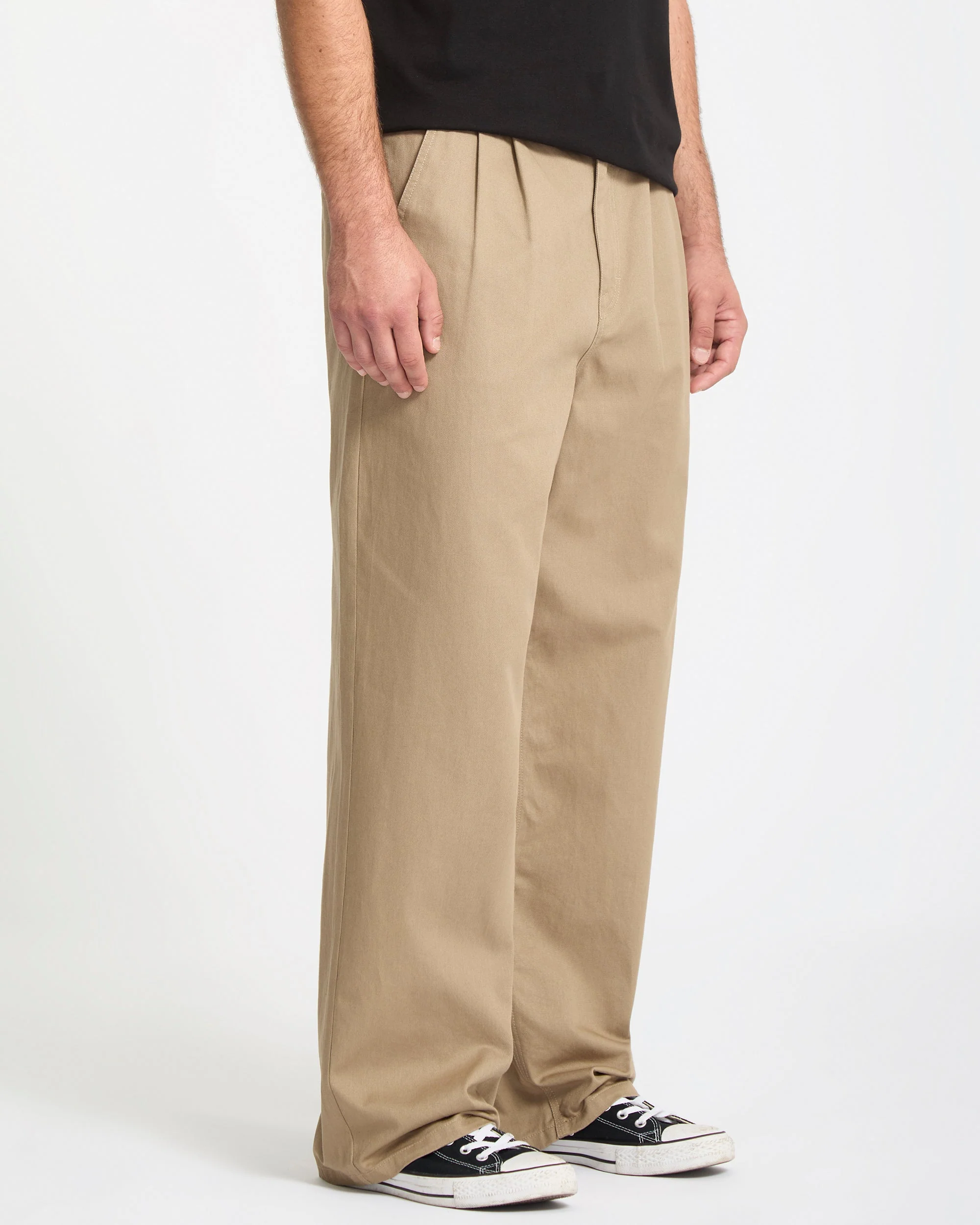 Baggos Pleat Trousers - Khaki - Image 5