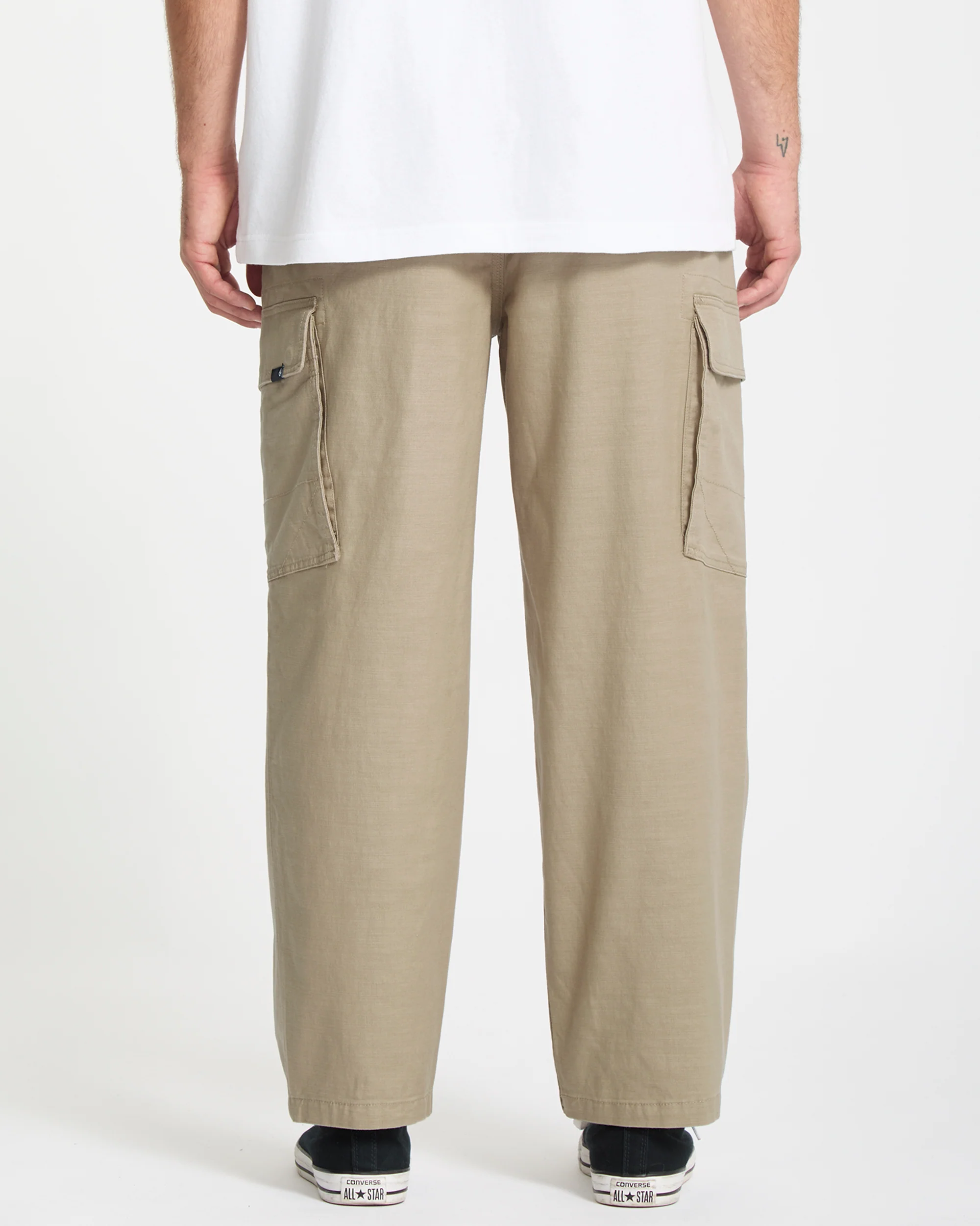 Billow Tapered Elasticated Waist Cargo Trousers - Khaki - Image 2