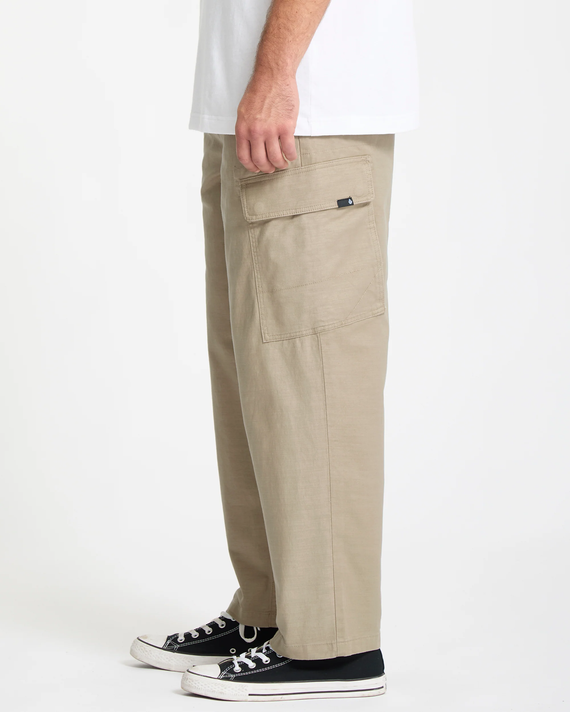 Billow Tapered Elasticated Waist Cargo Trousers - Khaki - Image 6