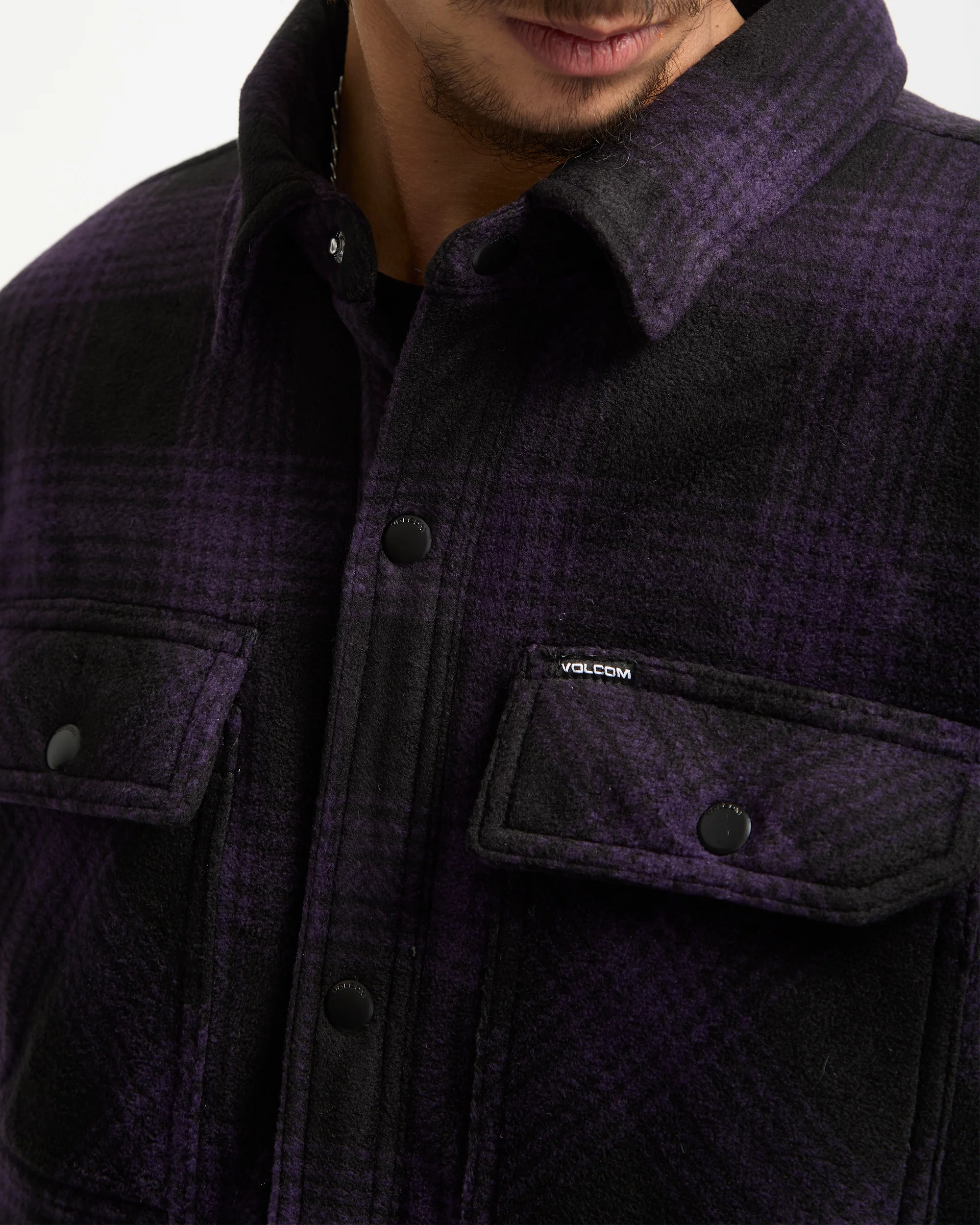 Bowered Fleece Over-Shirt - Dark Purple - Image 3