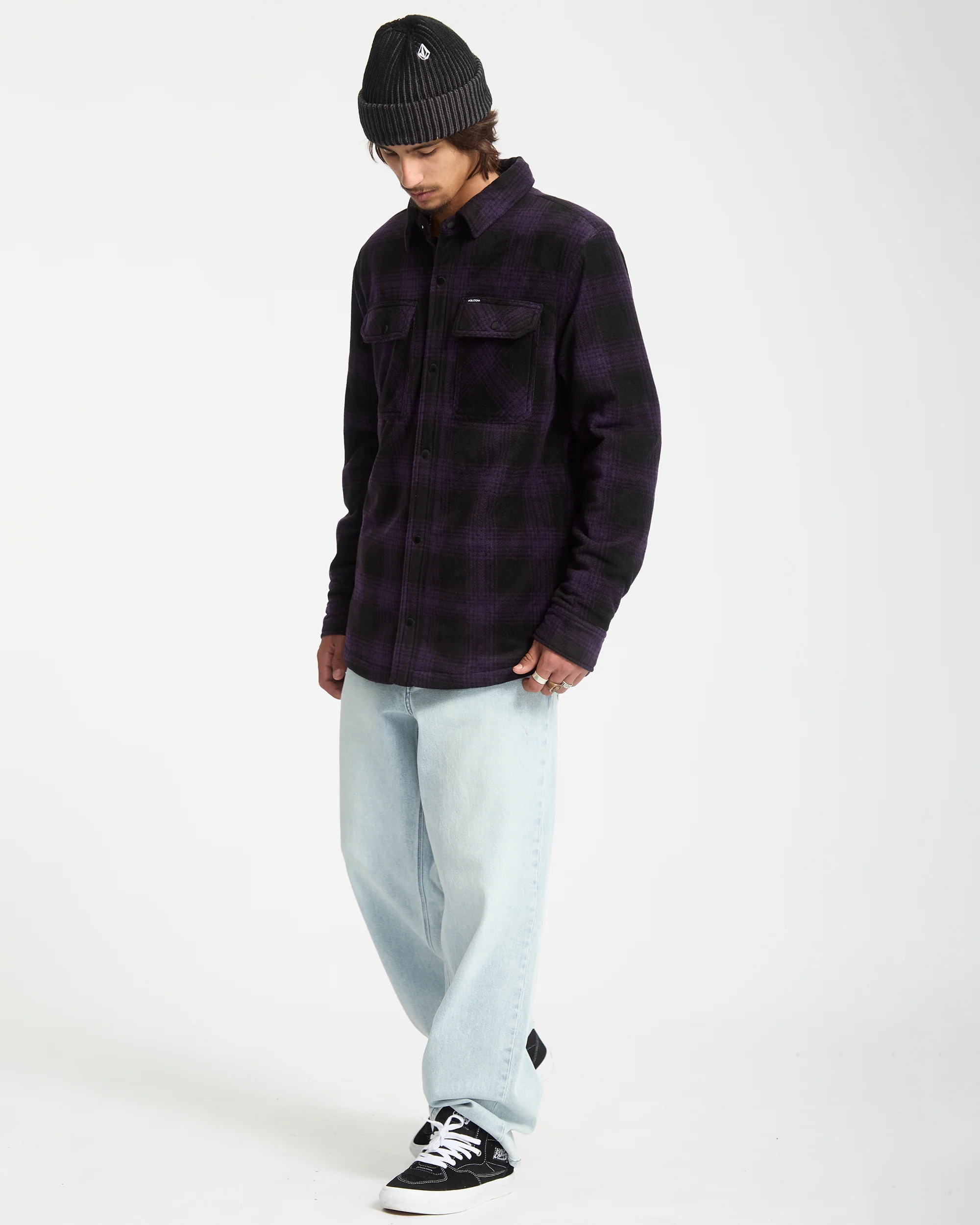 Bowered Fleece Over-Shirt - Dark Purple - Image 4