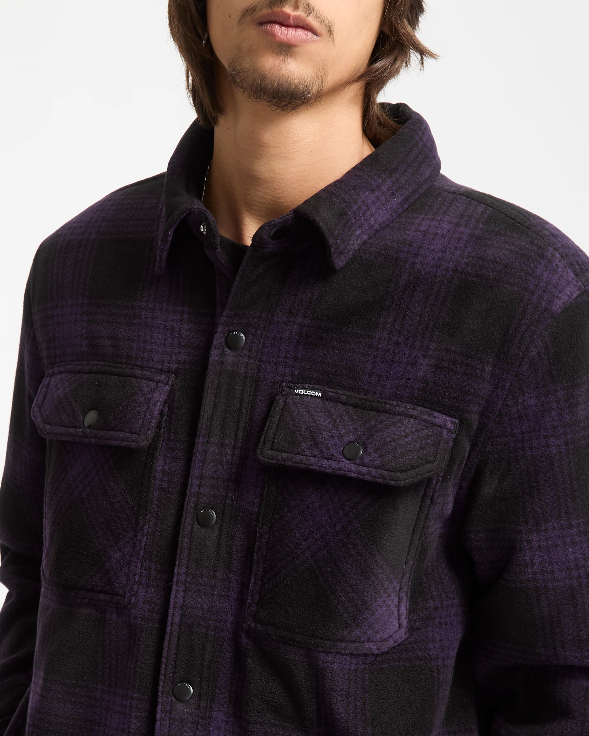 Bowered Fleece Over-Shirt - Dark Purple - Image 5