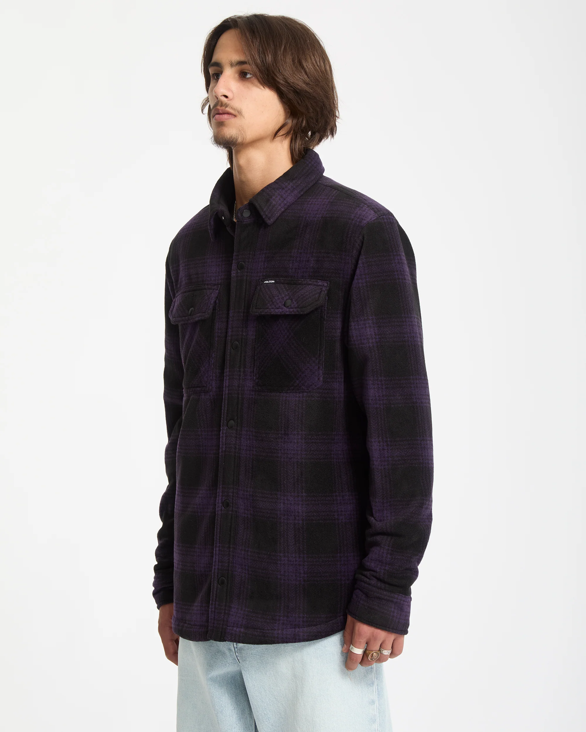 Bowered Fleece Over-Shirt - Dark Purple - Image 8