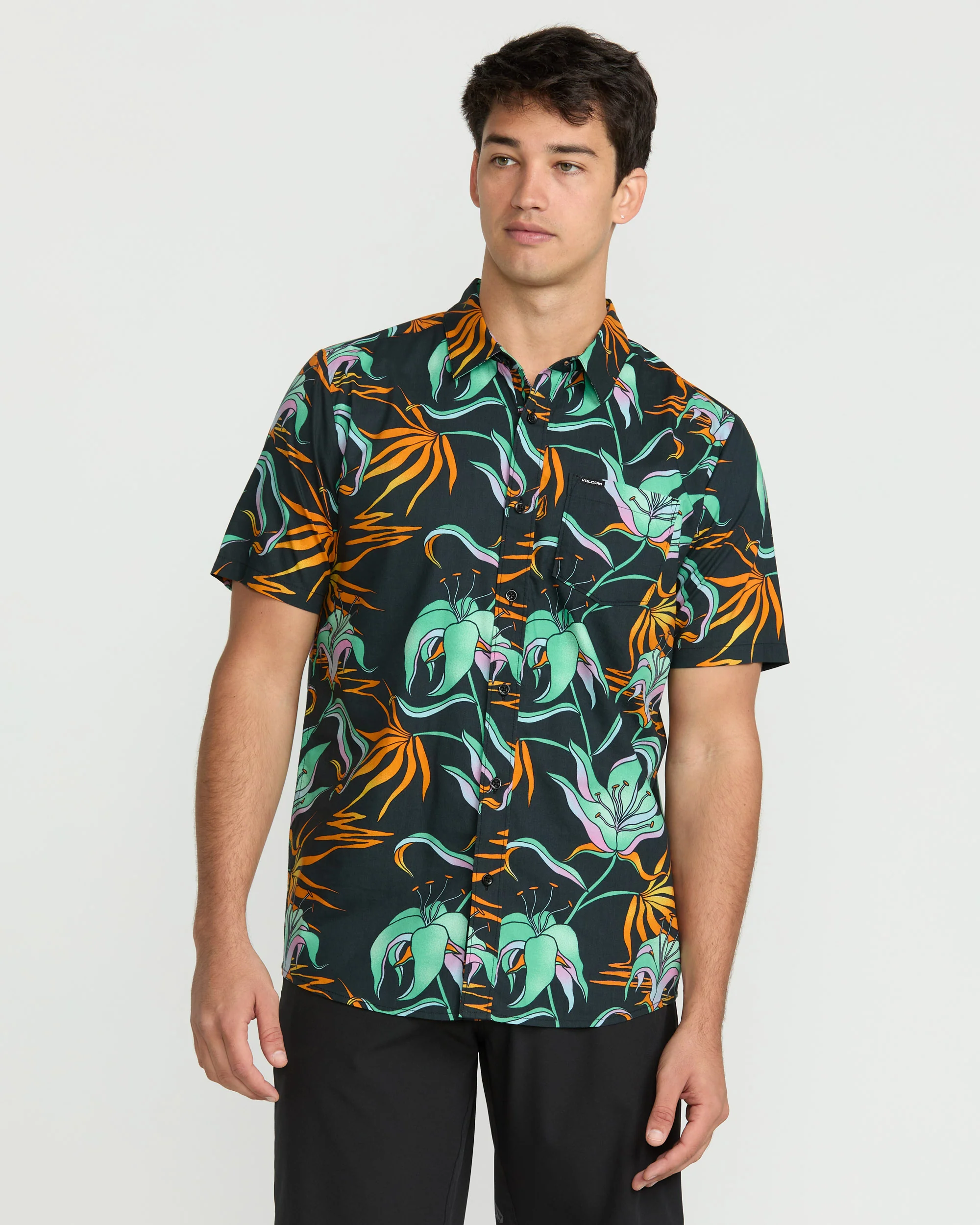 Brainmelter Floral Shirt - Black Green