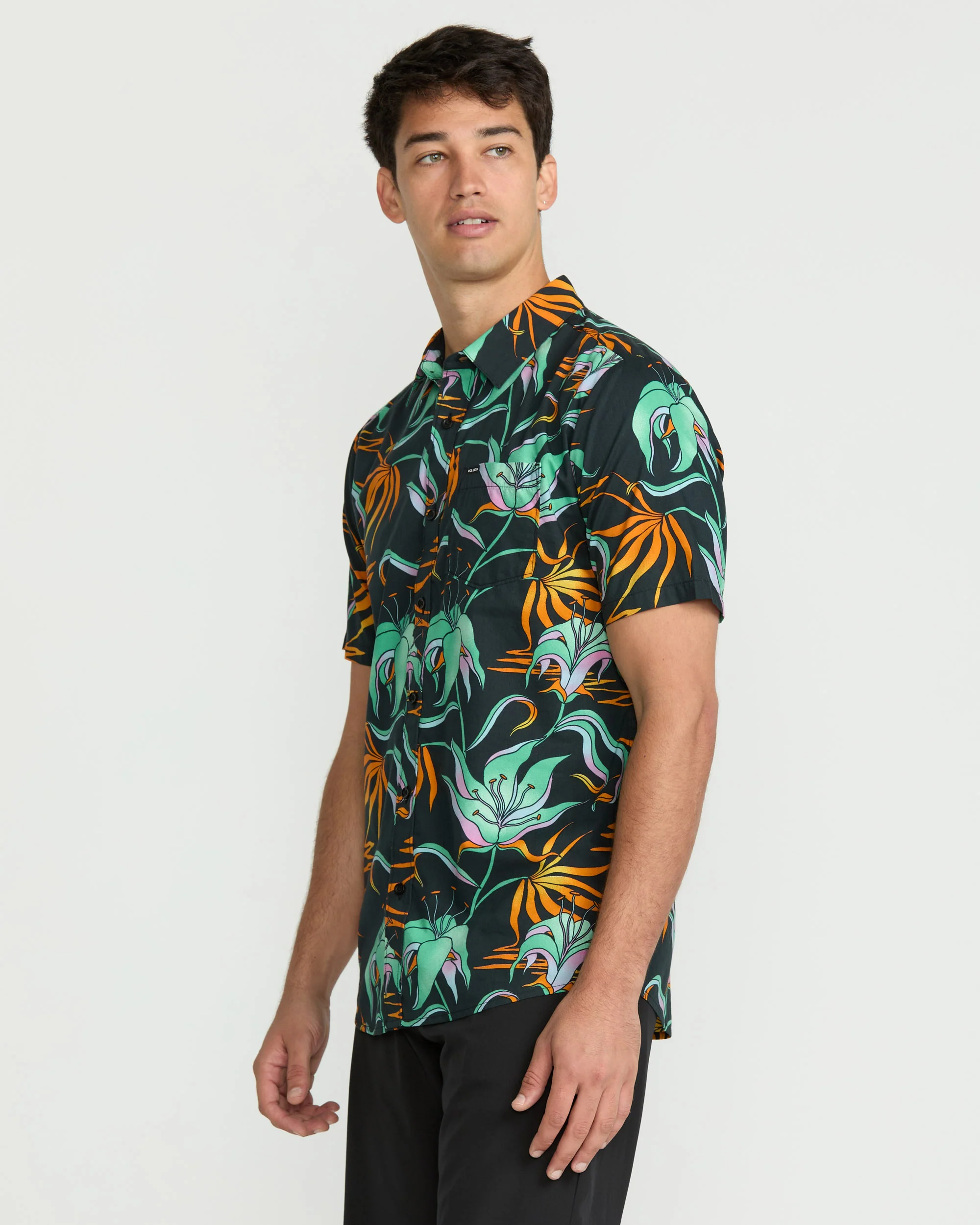 Brainmelter Floral Shirt - Black Green - Image 5