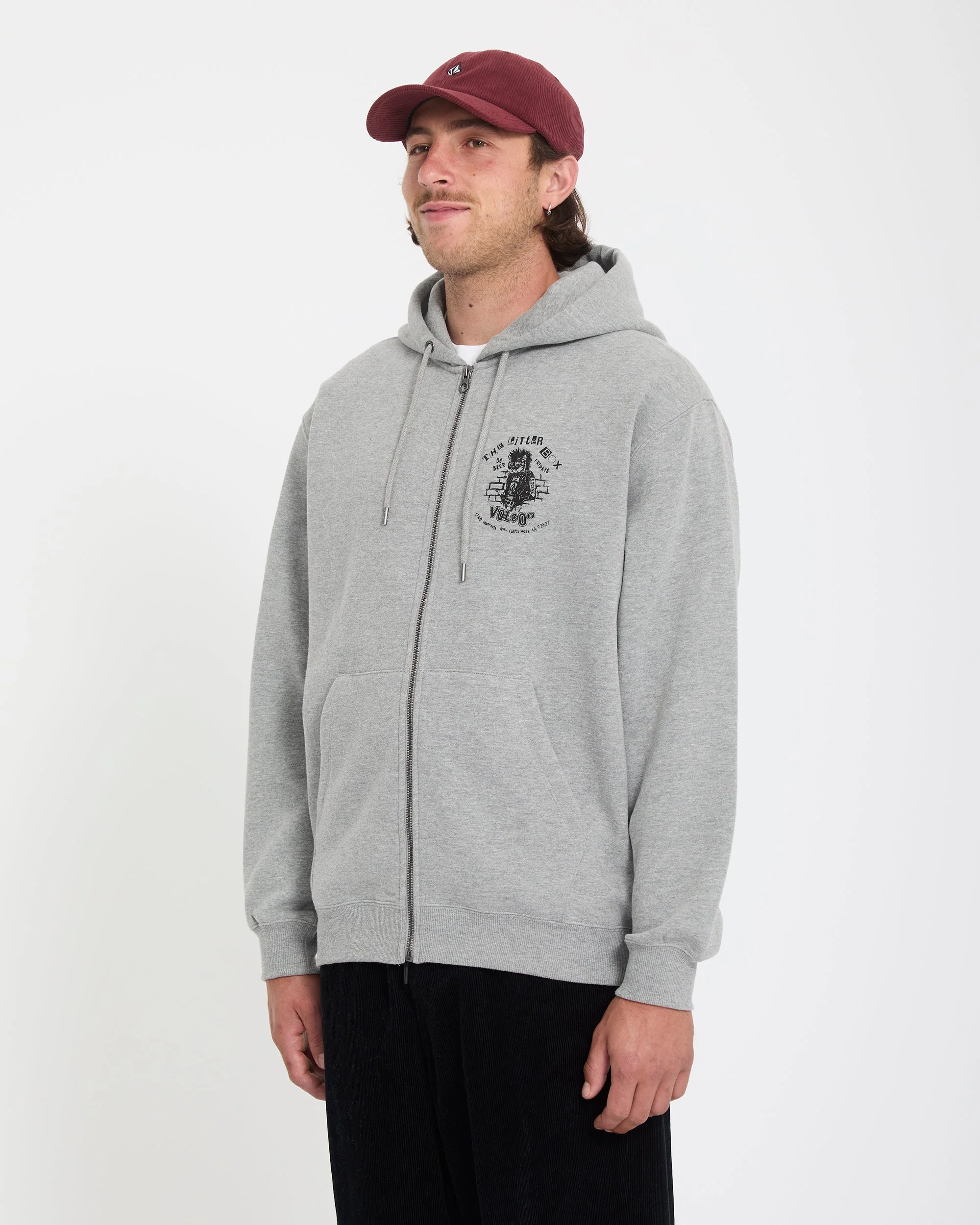 Catastrophy Full Zip Hoodie - Heather Grey - Image 7