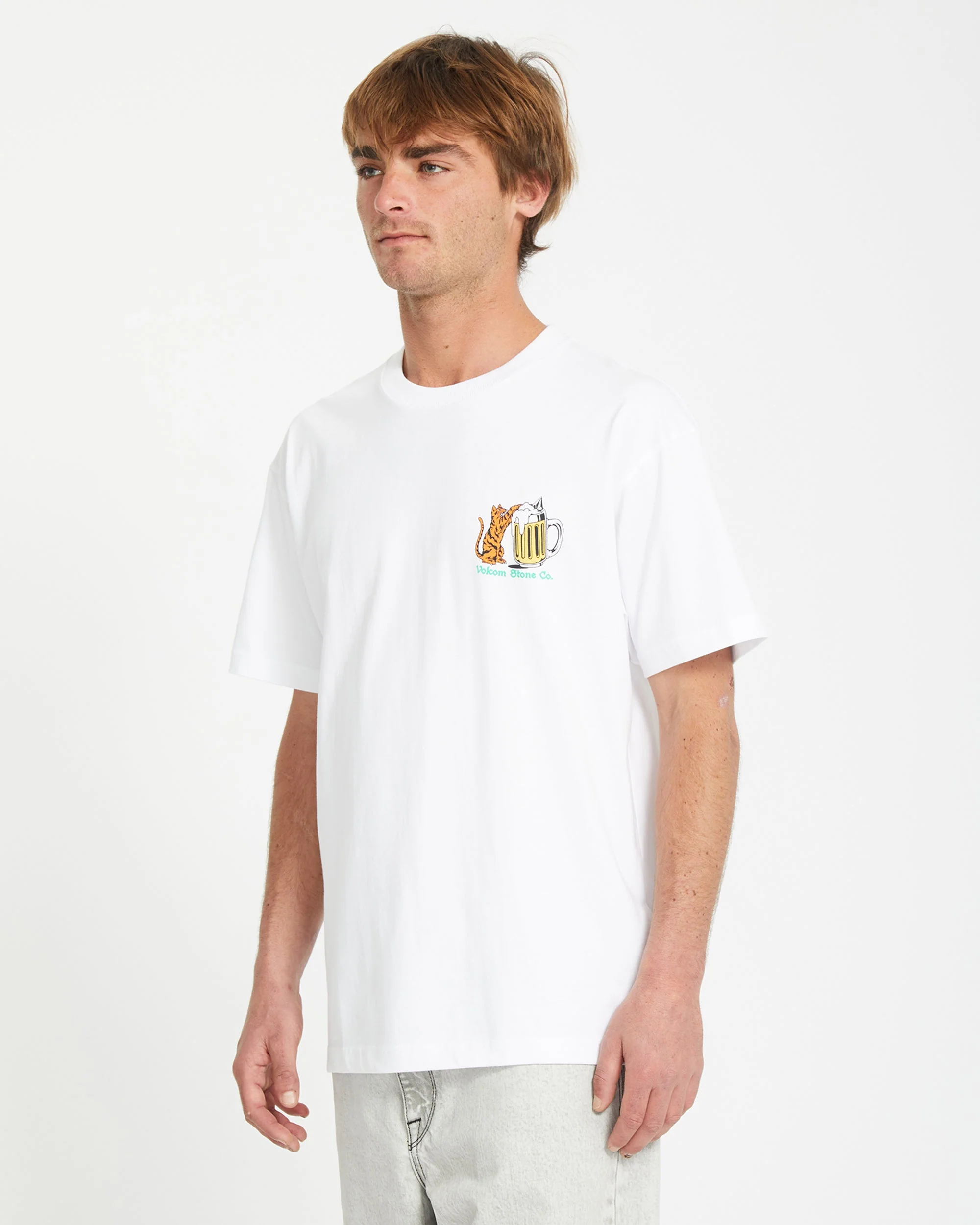 Curious Cat T-shirt - WHITE - Image 3