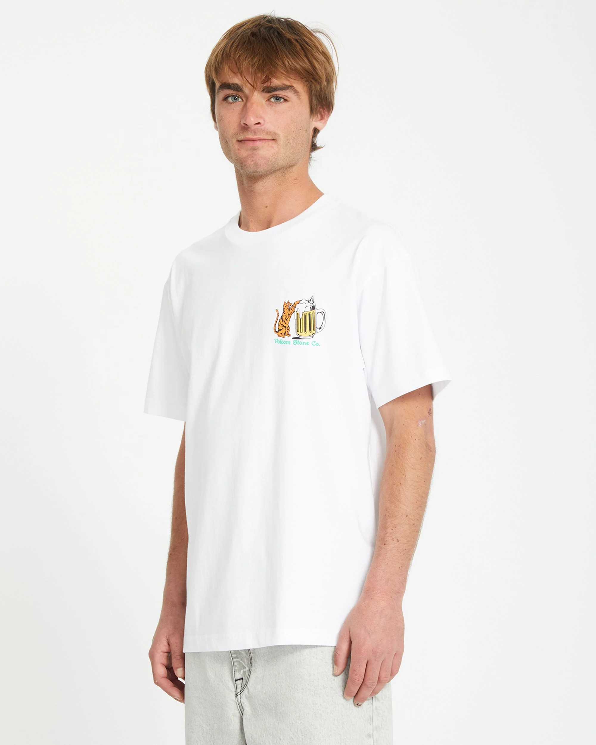 Curious Cat T-shirt - WHITE - Image 7