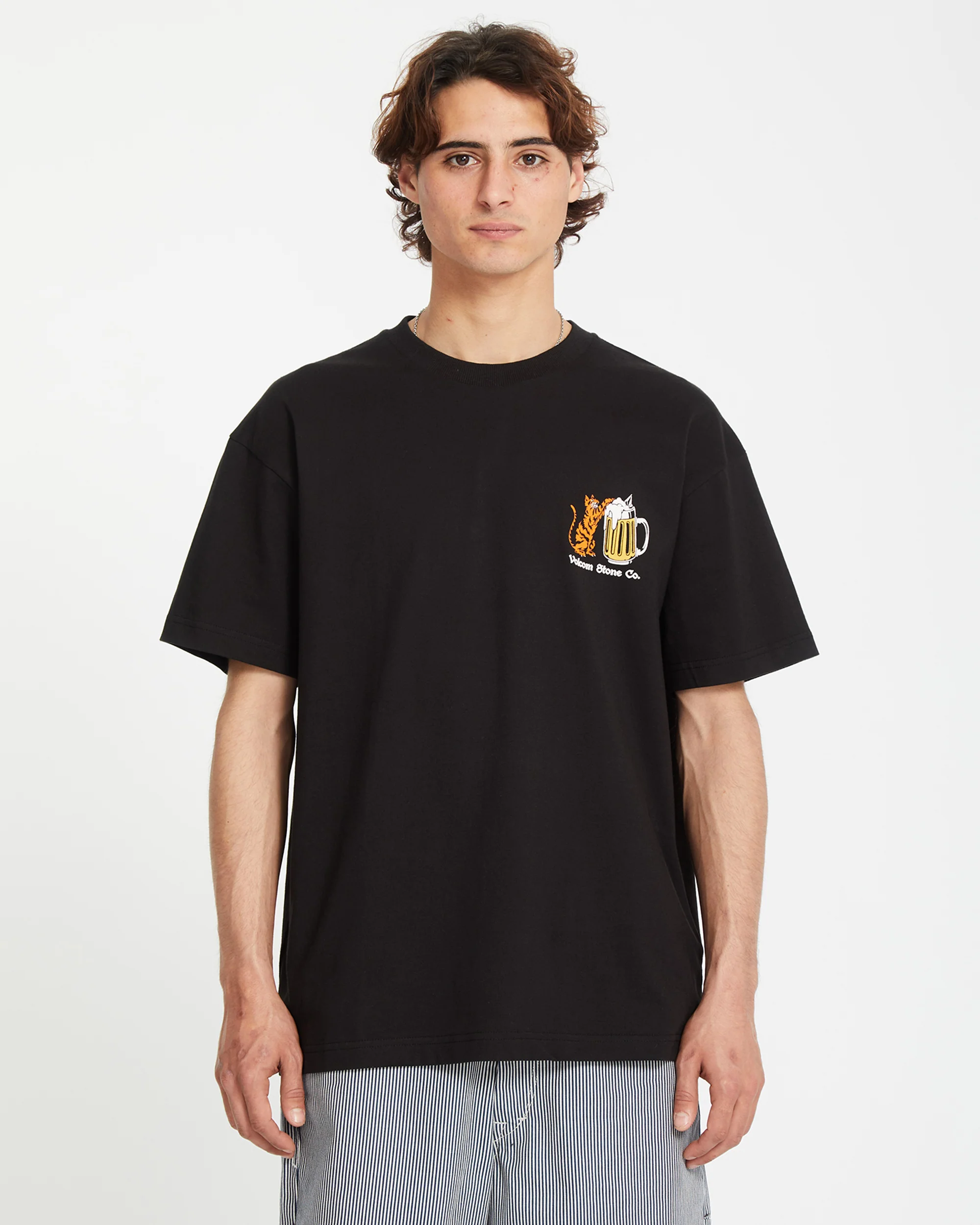 Curious Cat T-shirt - BLACK - Image 2
