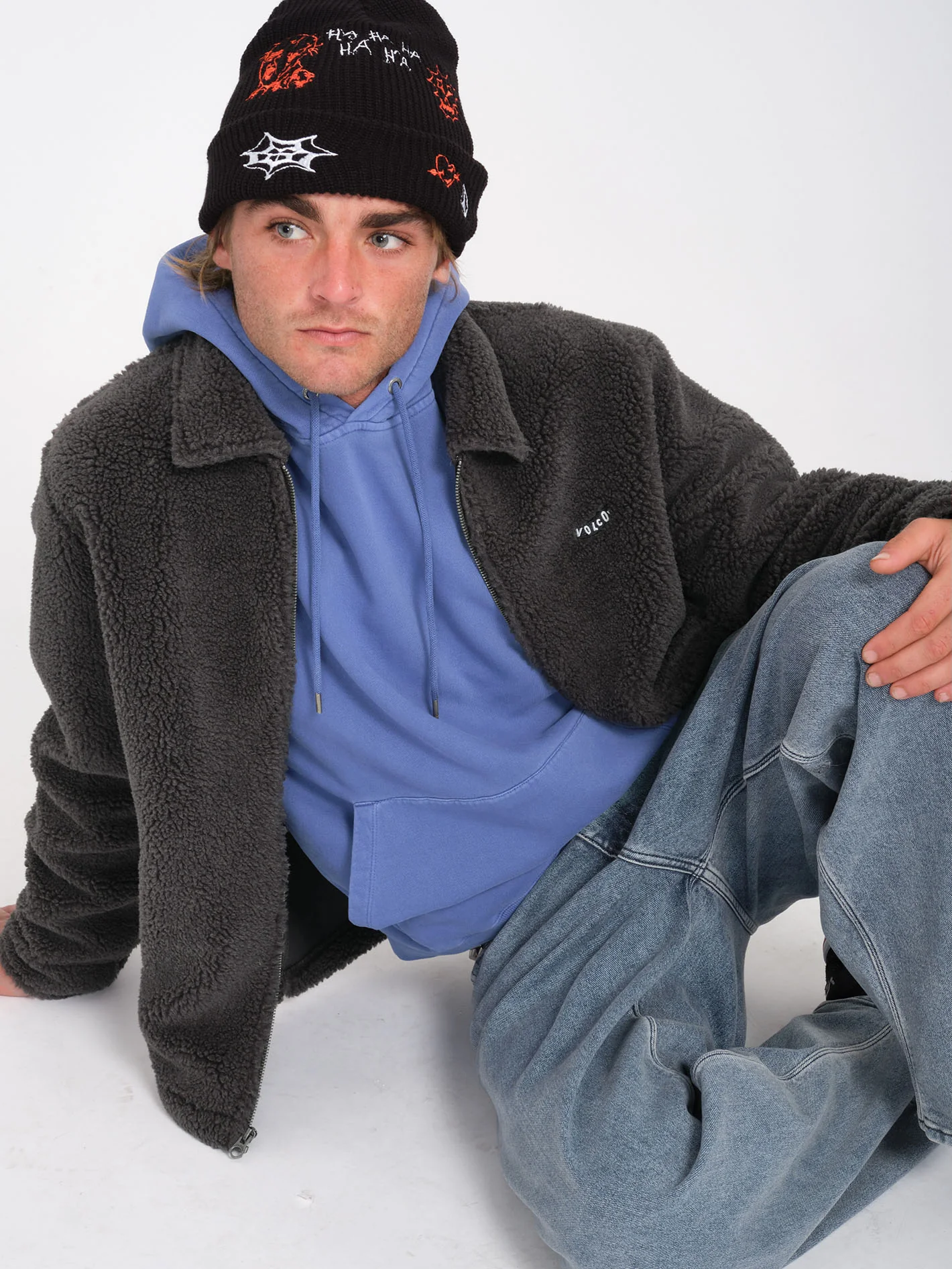Edwart II Zip Sherpa Jacket - Asphalt Black - Image 7