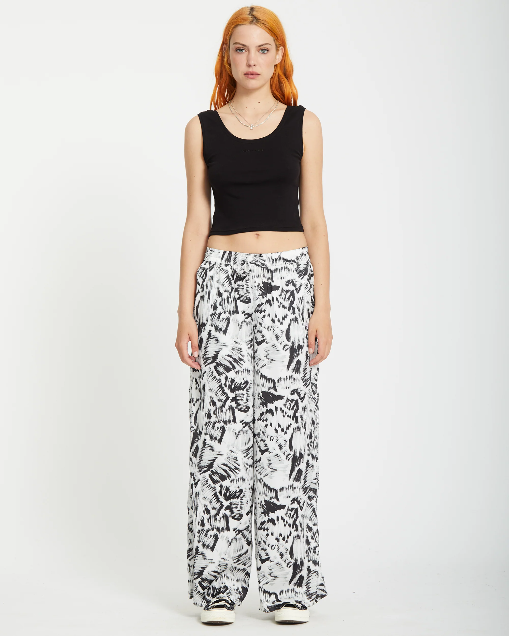 Alix Elasticated Waist Trousers - BLACK WHITE