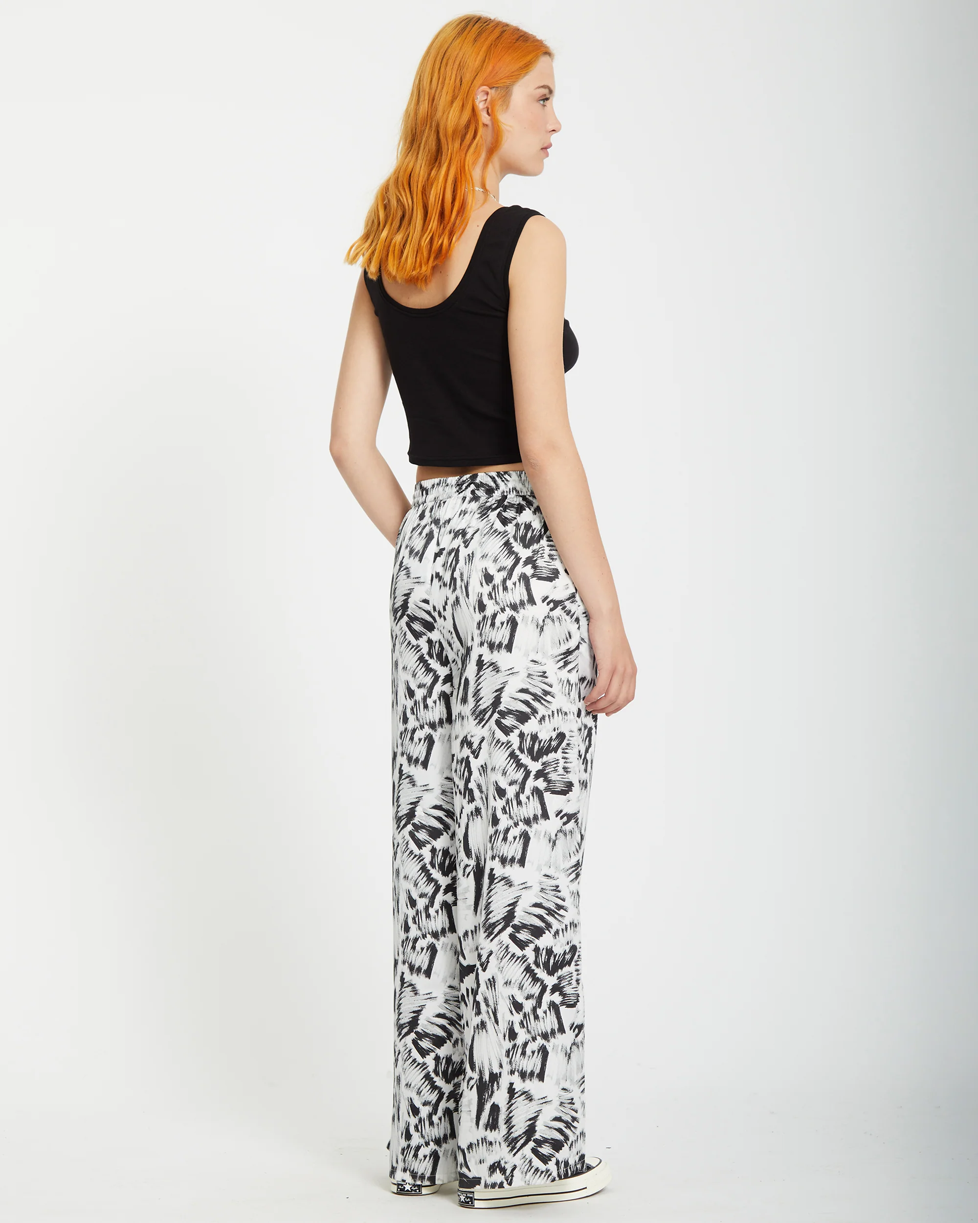 Alix Elasticated Waist Trousers - BLACK WHITE - Image 2