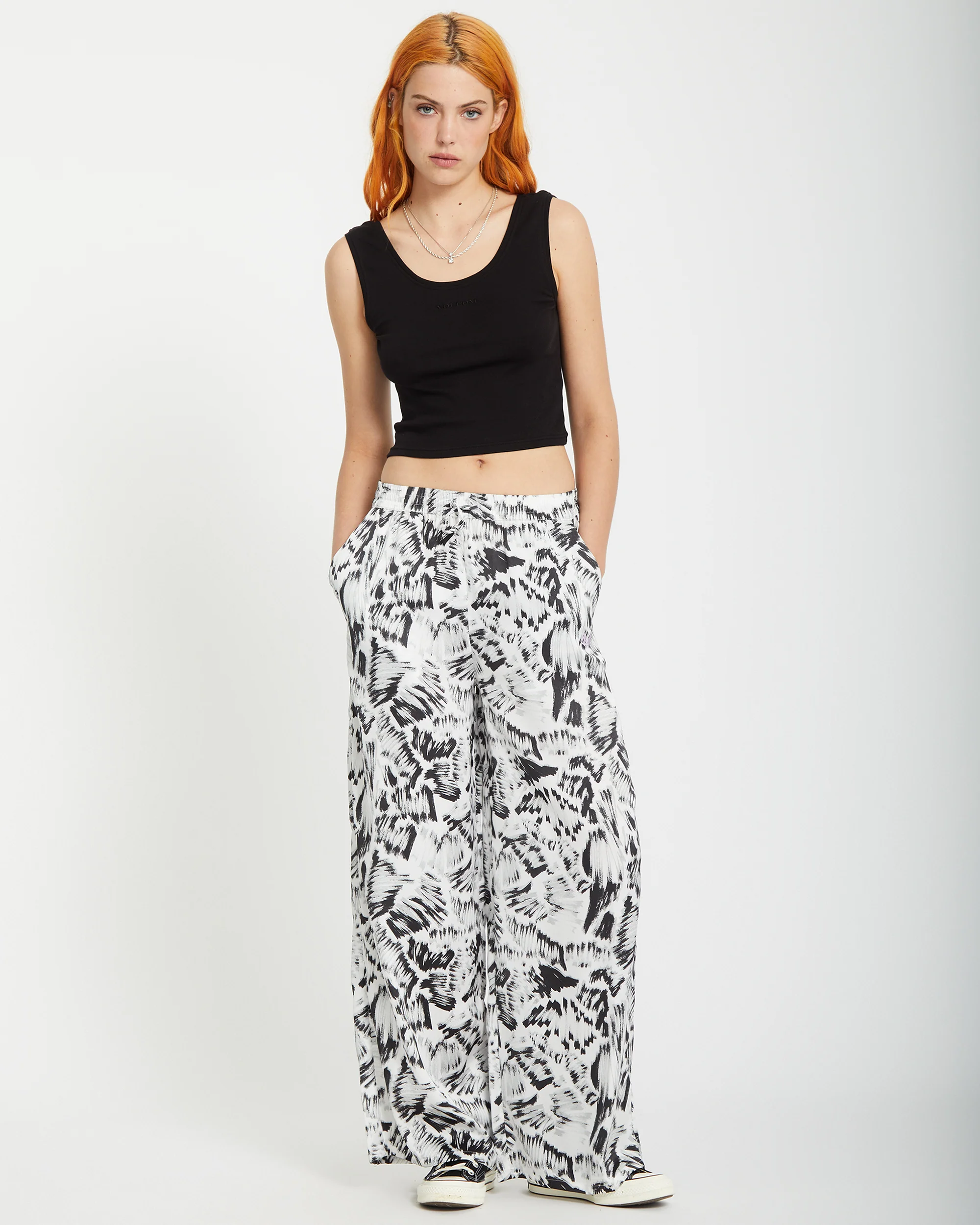 Alix Elasticated Waist Trousers - BLACK WHITE - Image 7