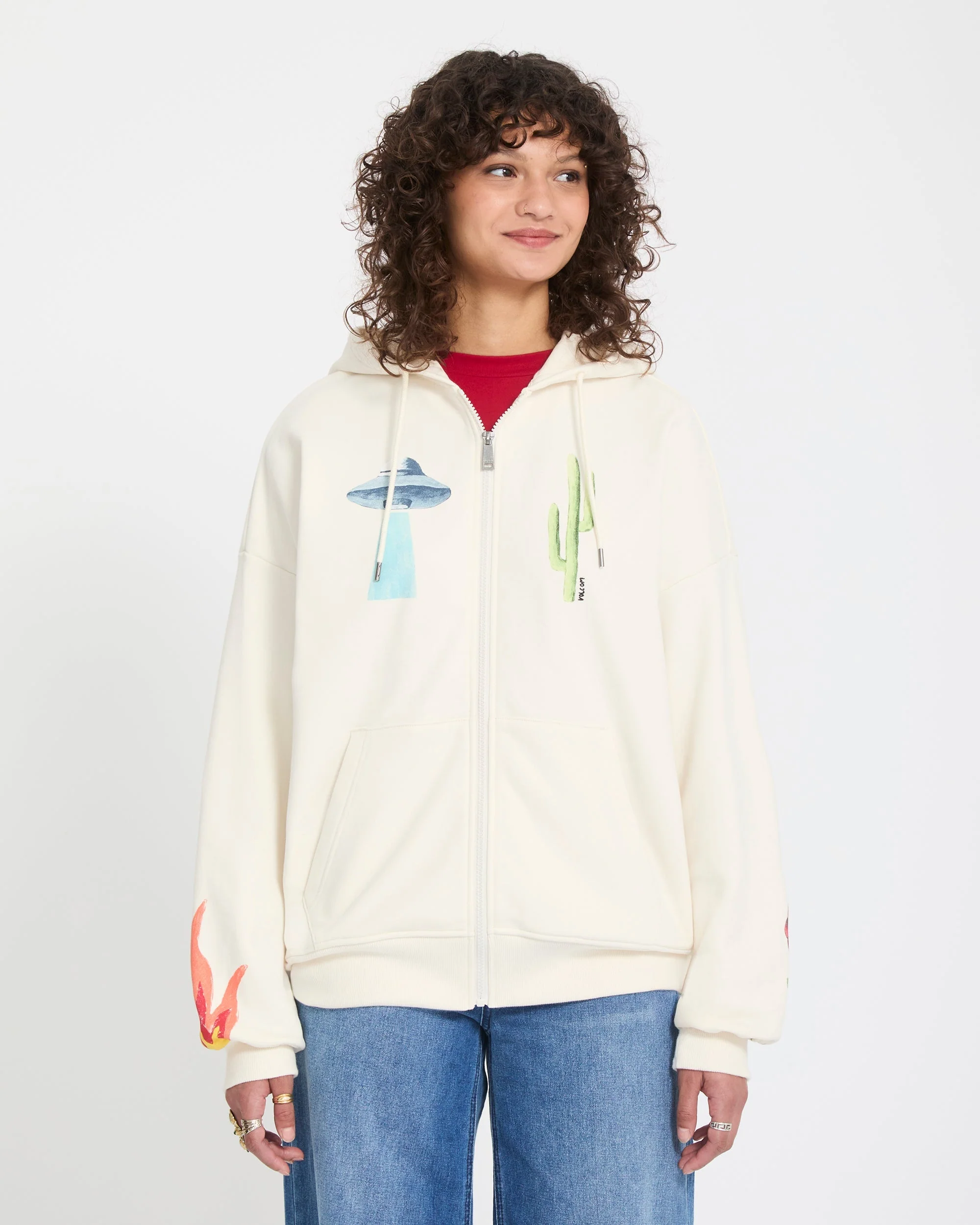 Mickey Mason Zip Up Hoodie - Off White - Image 3
