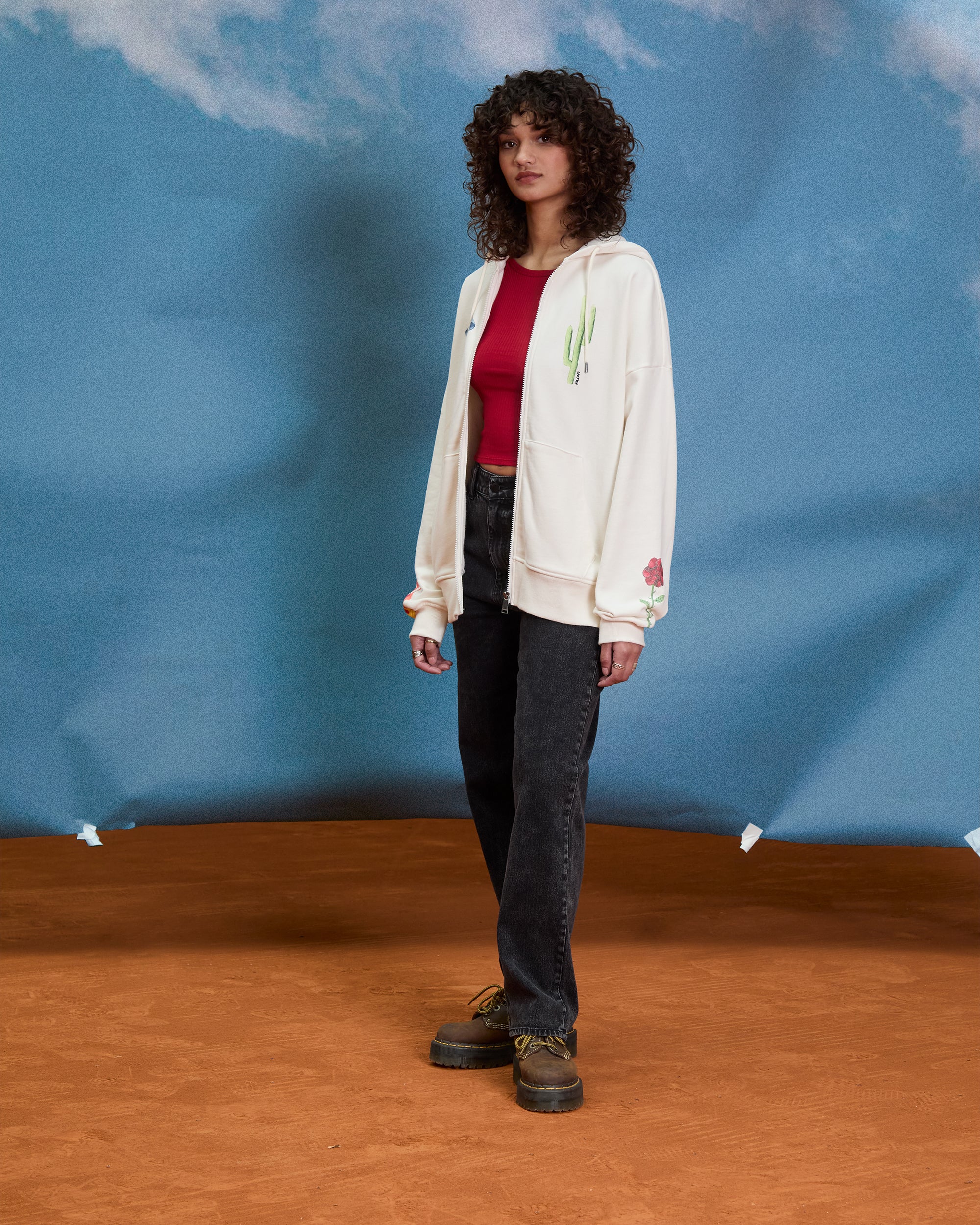 Mickey Mason Zip Up Hoodie - Off White - Image 4