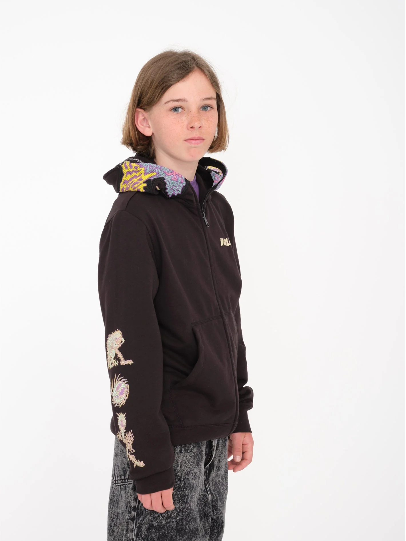 Tetsunori Full Zip Hoodie - BLACK - (KIDS) - Image 3