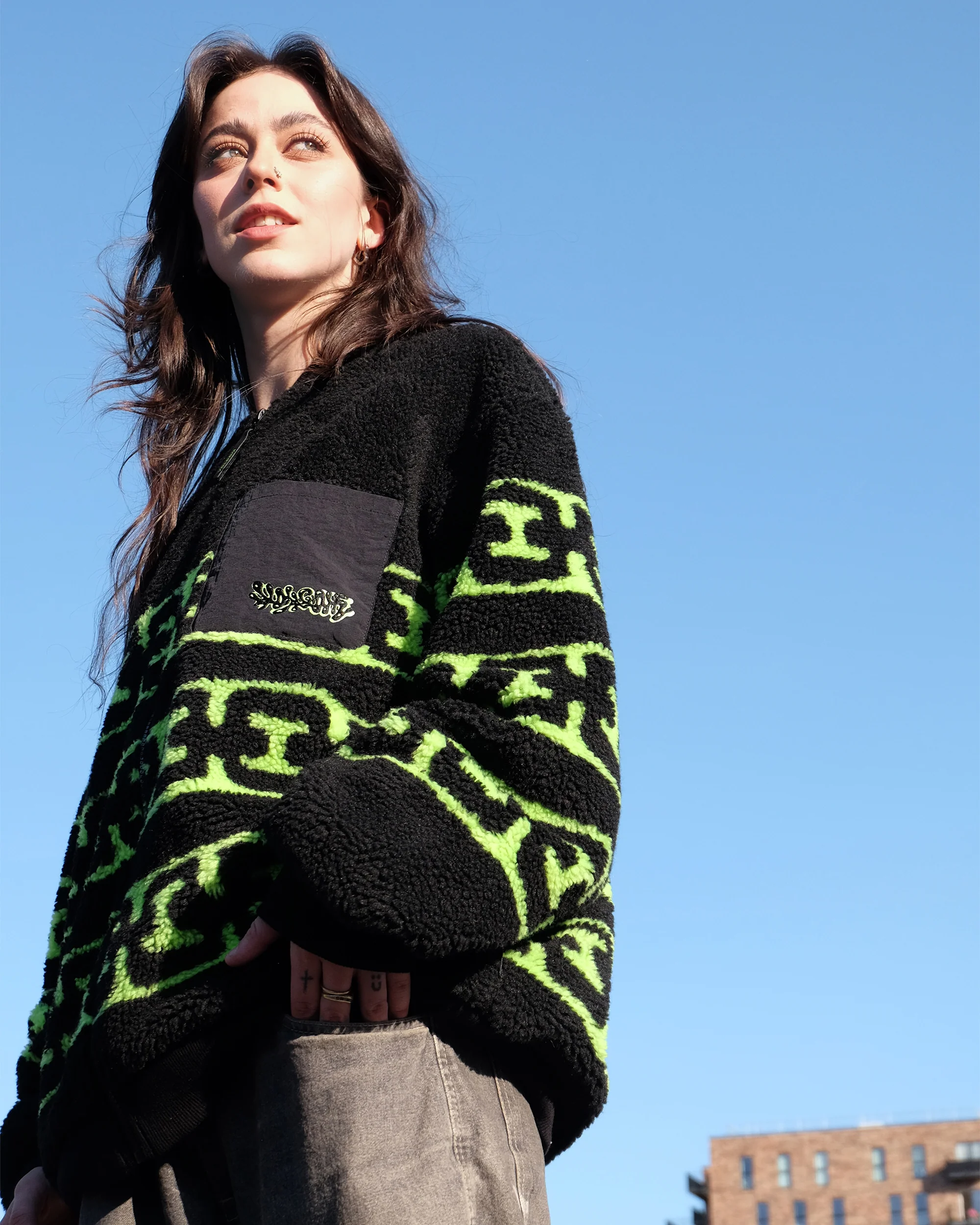 Zephyr Sherpa Zip Sweatshirt - Black - Image 8