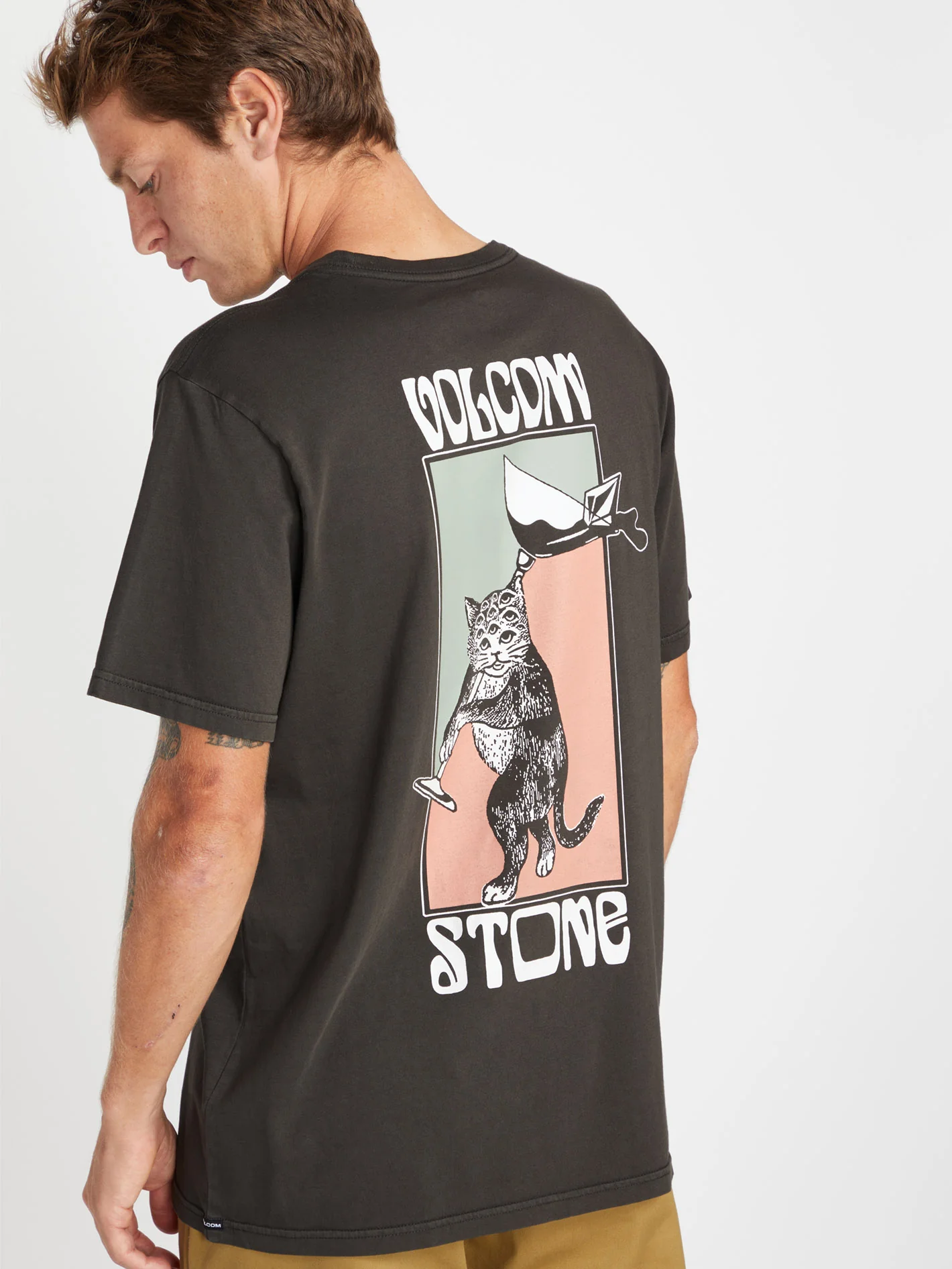 Feline T-shirt - RINSED BLACK - Image 8