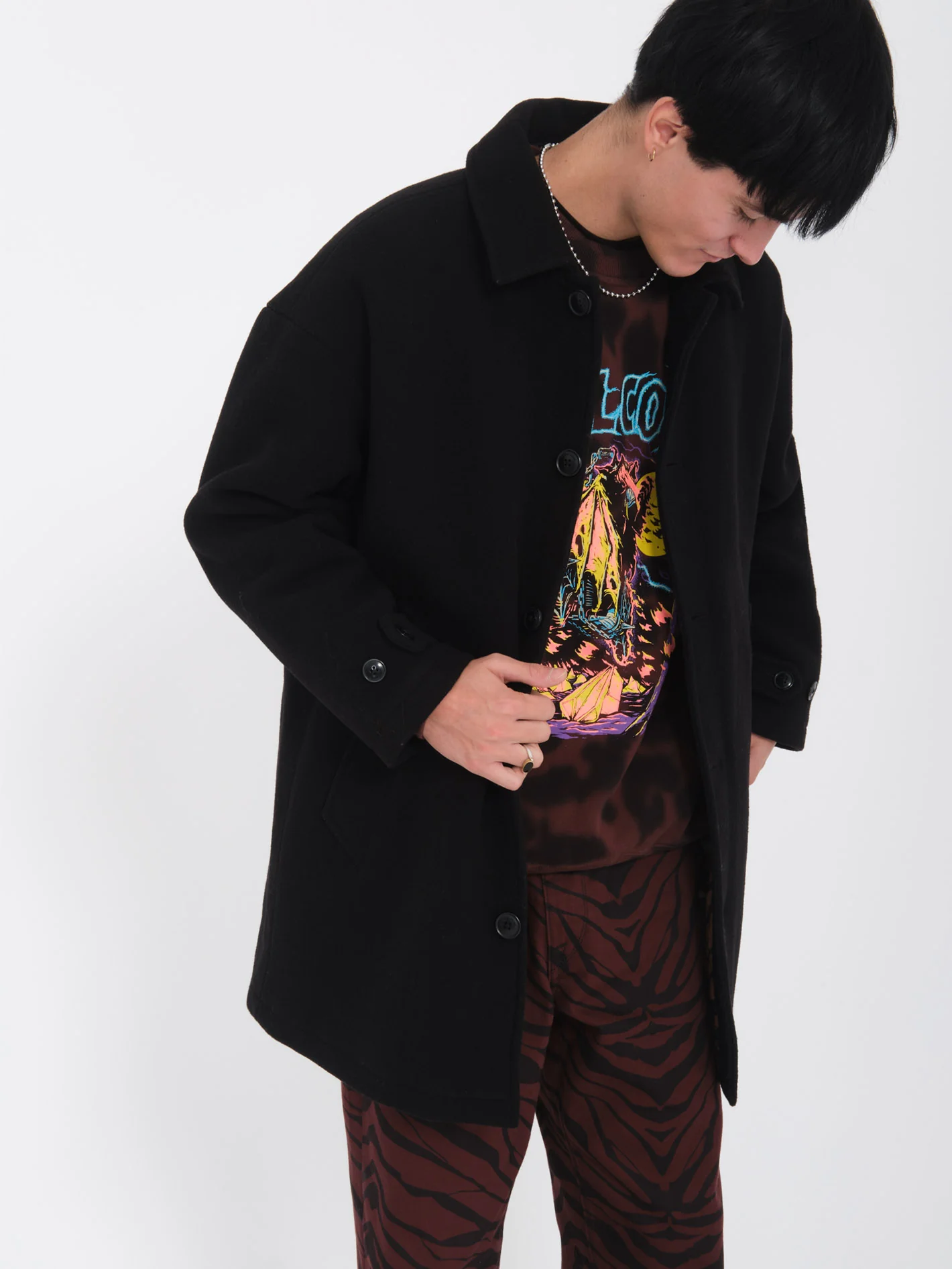 Floyder Peacoat Coat - BLACK - Image 12