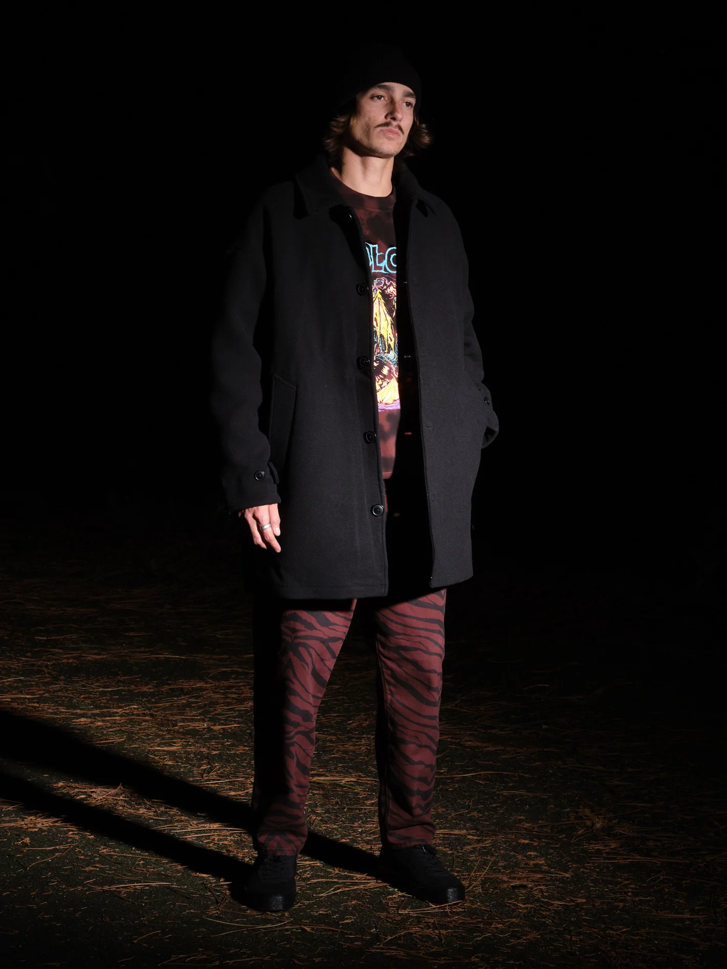 Floyder Peacoat Coat - BLACK - Image 3