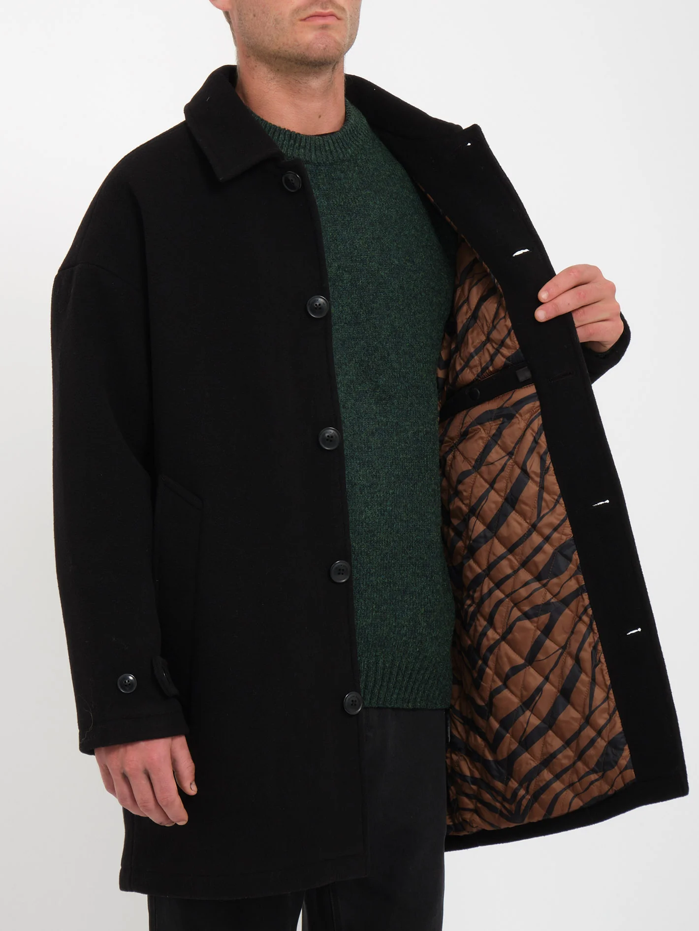 Floyder Peacoat Coat - BLACK - Image 9