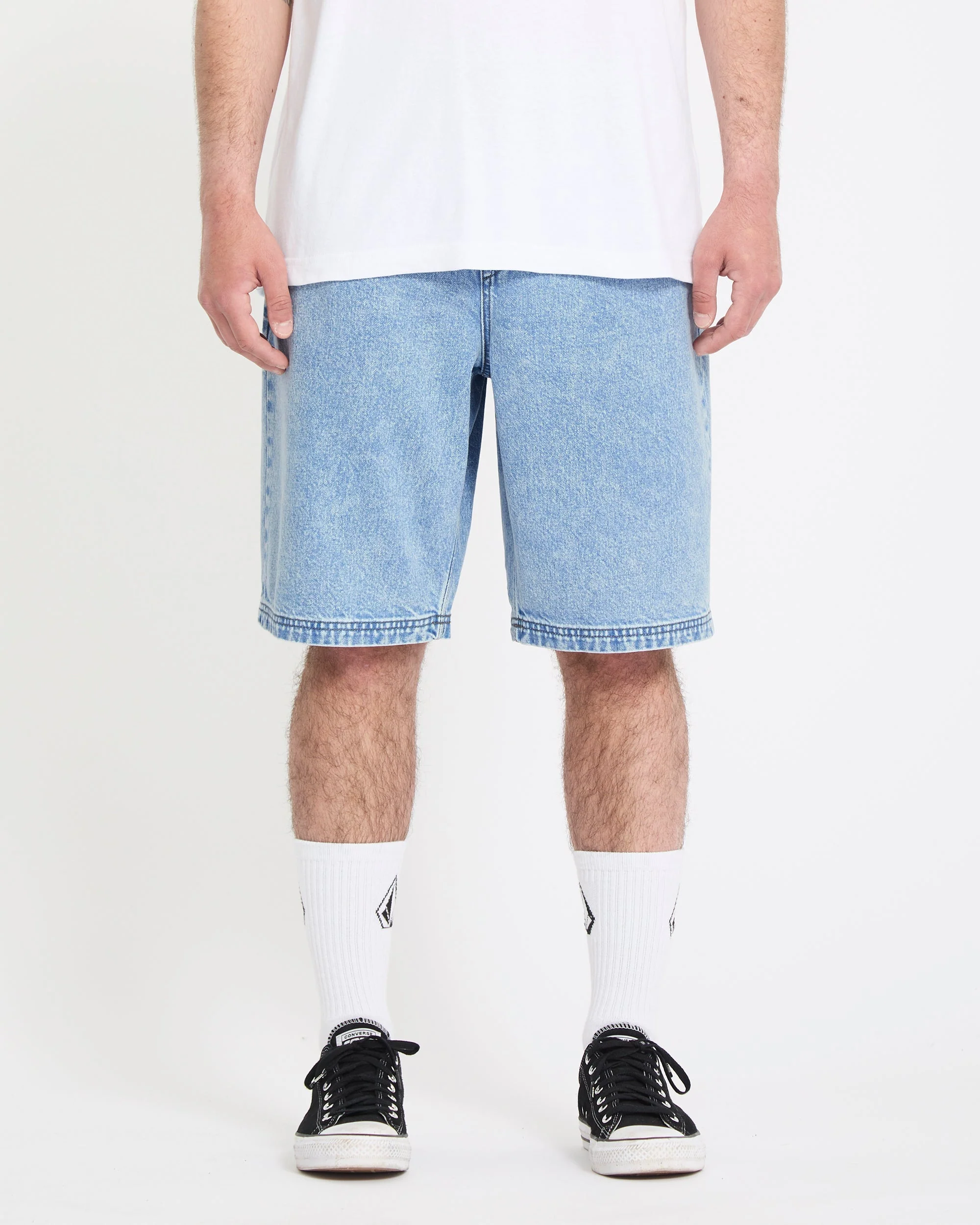 Freazy 22" Denim Elasticated Waist Short - Pale Aqua