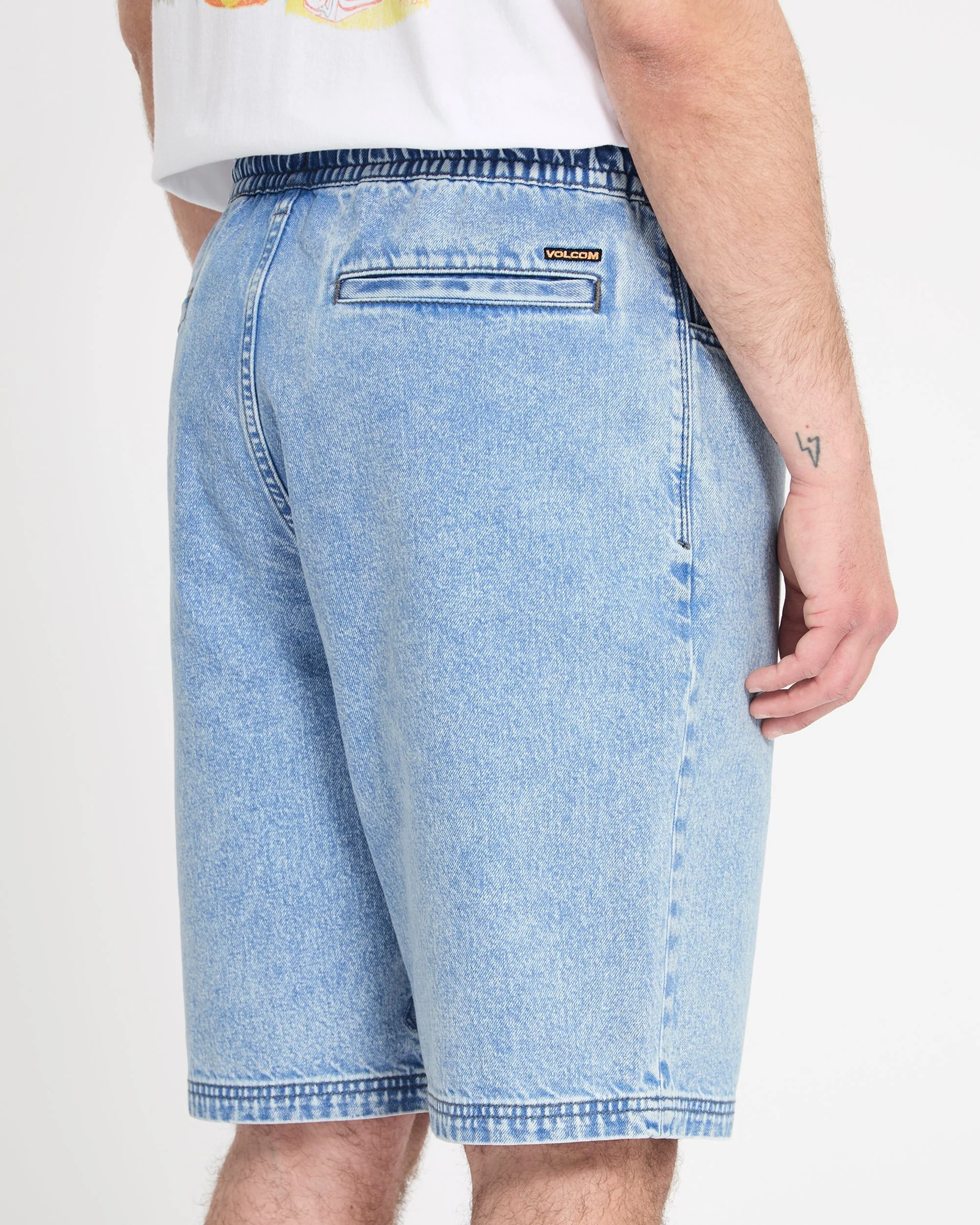 Freazy 22" Denim Elasticated Waist Short - Pale Aqua - Image 4