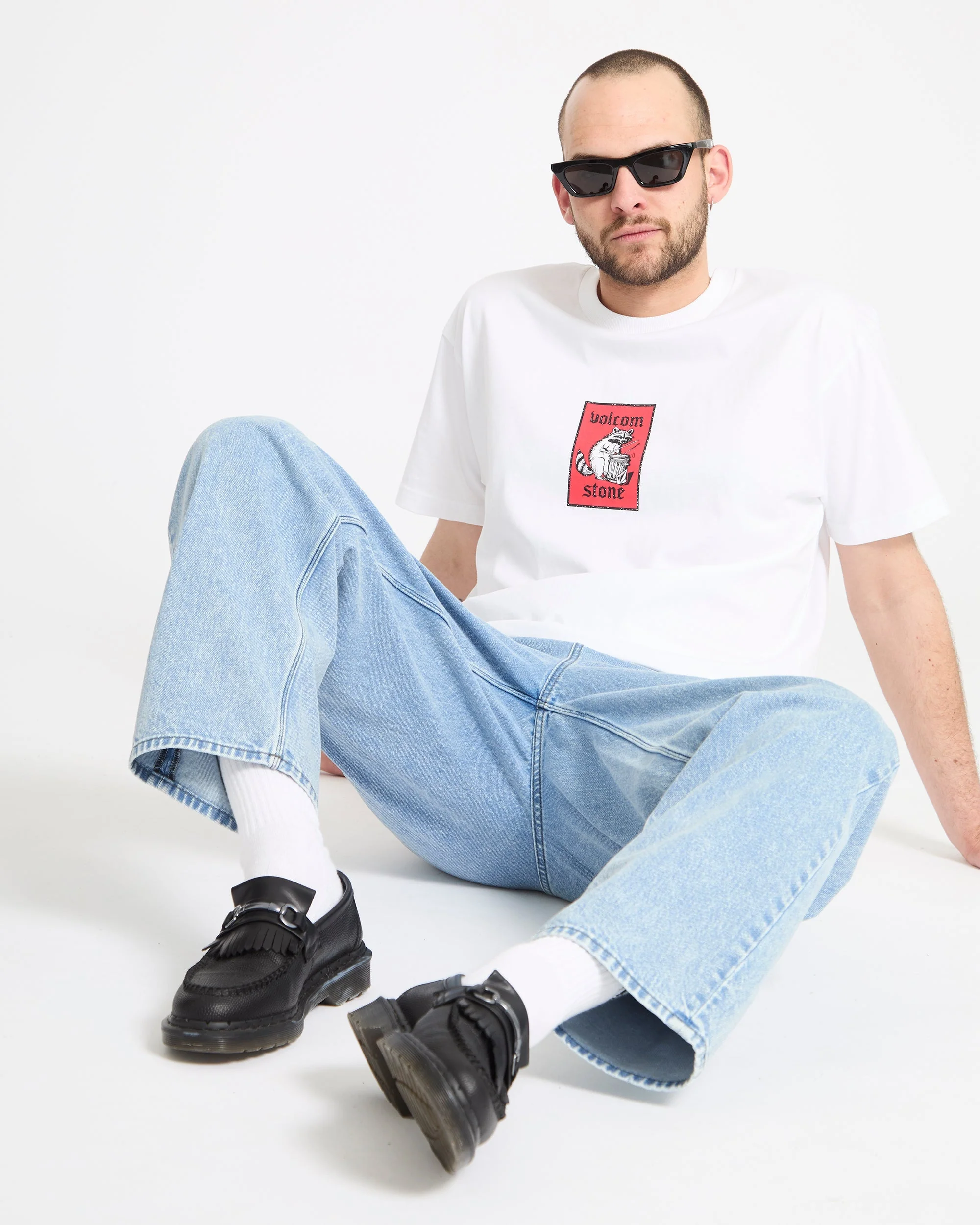 Freazy Loose Elasticated Waist Jeans - Pale Aqua - Image 6
