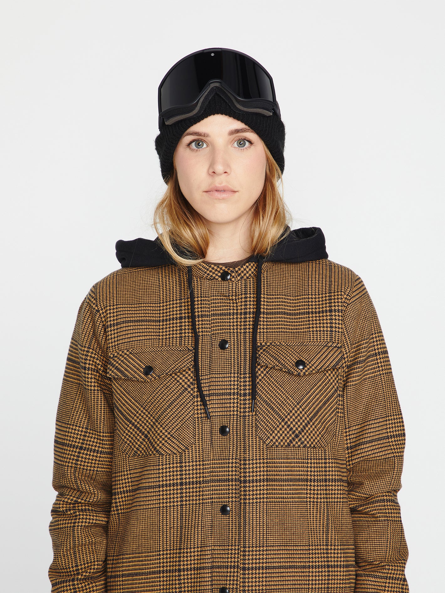 Hooded Flannel Jacket - Caramel - Image 3