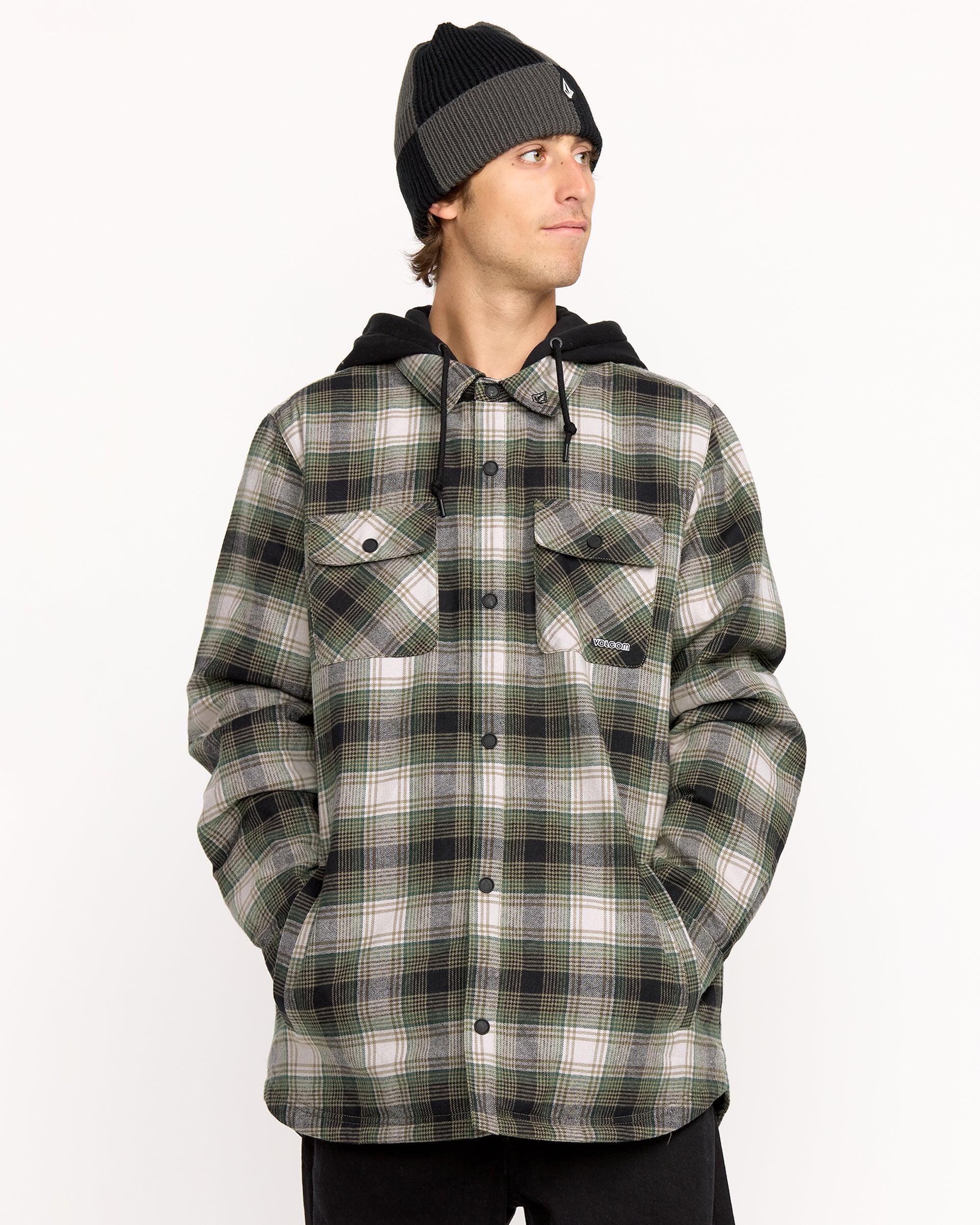 Kenson Insulated Flannel Jacket - Black Green - Image 7