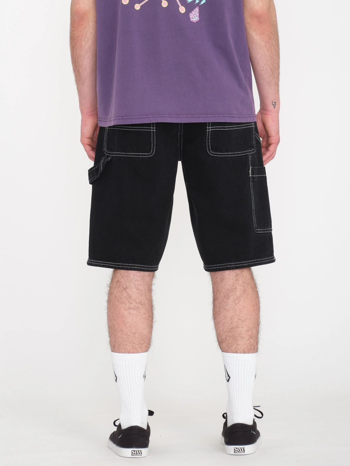 Labored Denim Utility Short - BLACK - Image 2
