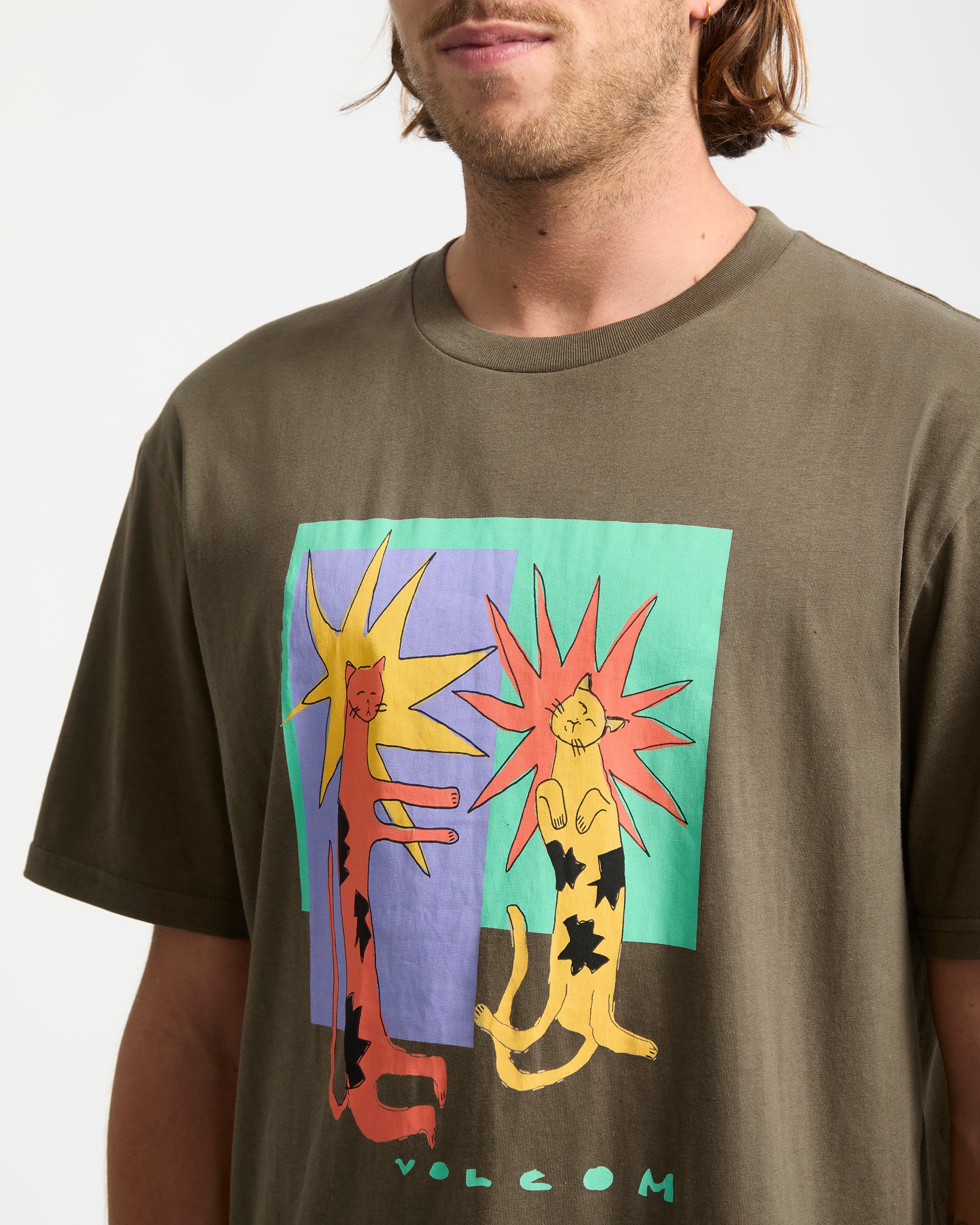 Longo Cats T-Shirt - Sage Leaf - Image 3