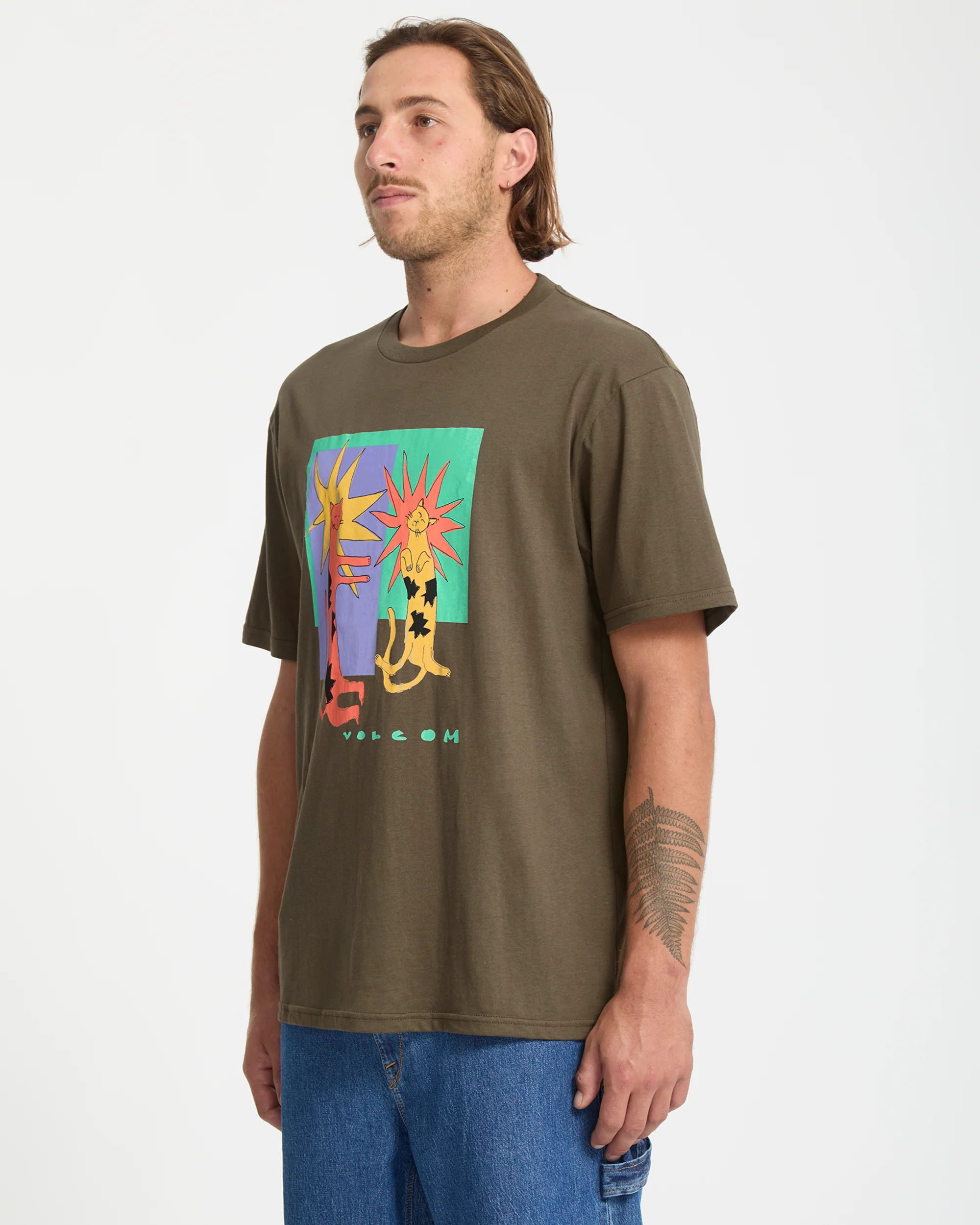 Longo Cats T-Shirt - Sage Leaf - Image 7