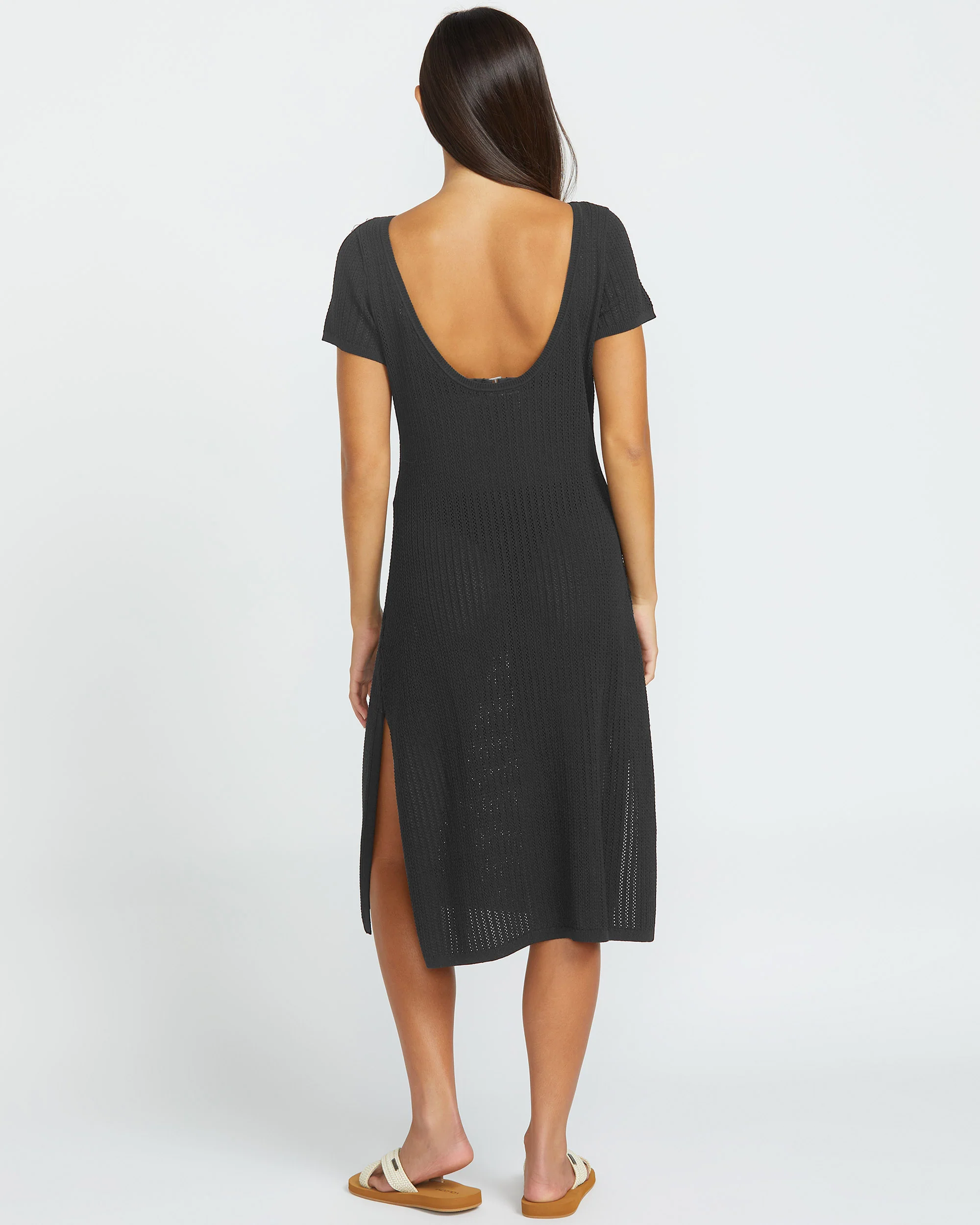 Meshy Beach Cover Up Dress - BLACK - Image 2