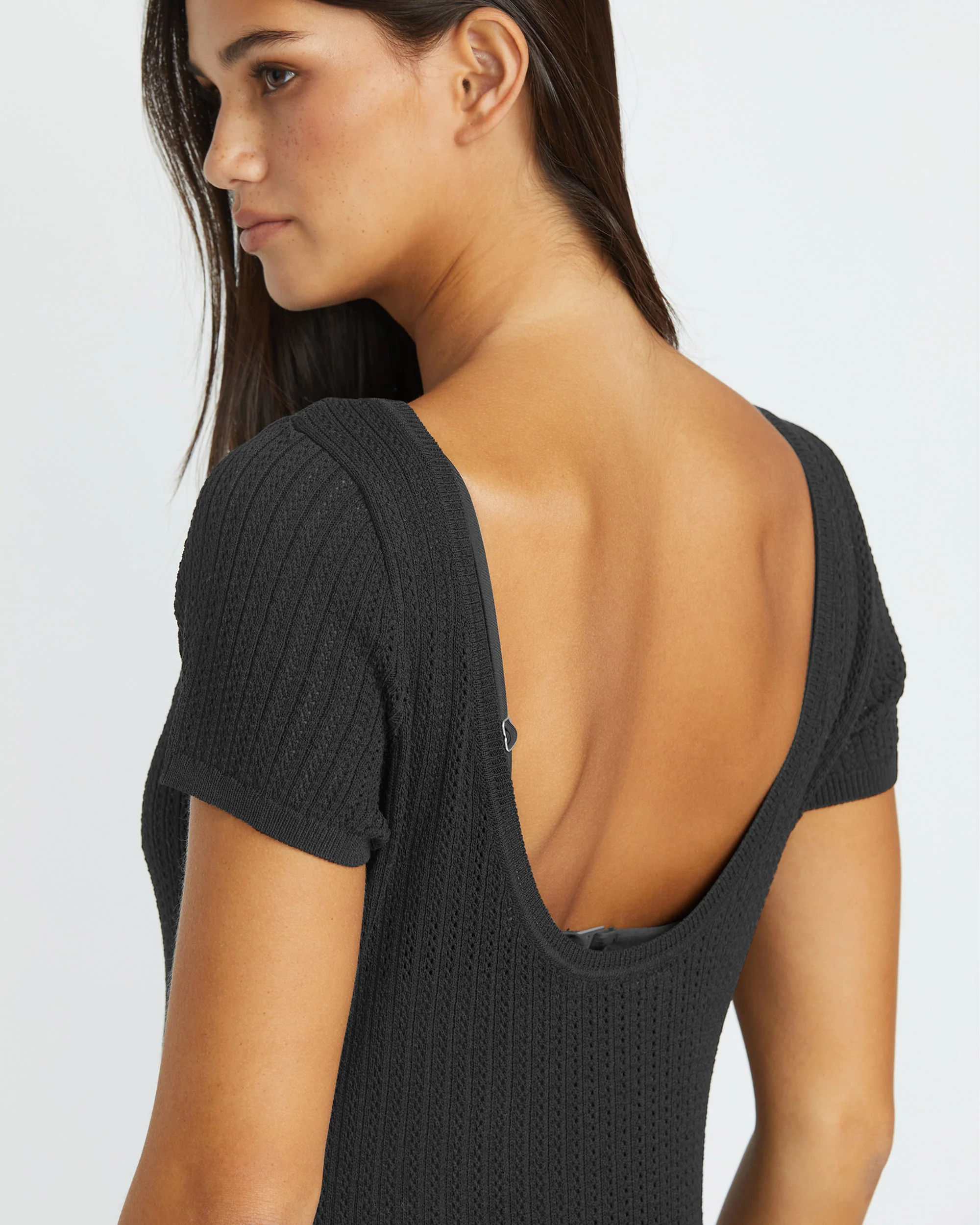 Meshy Beach Cover Up Dress - BLACK - Image 3