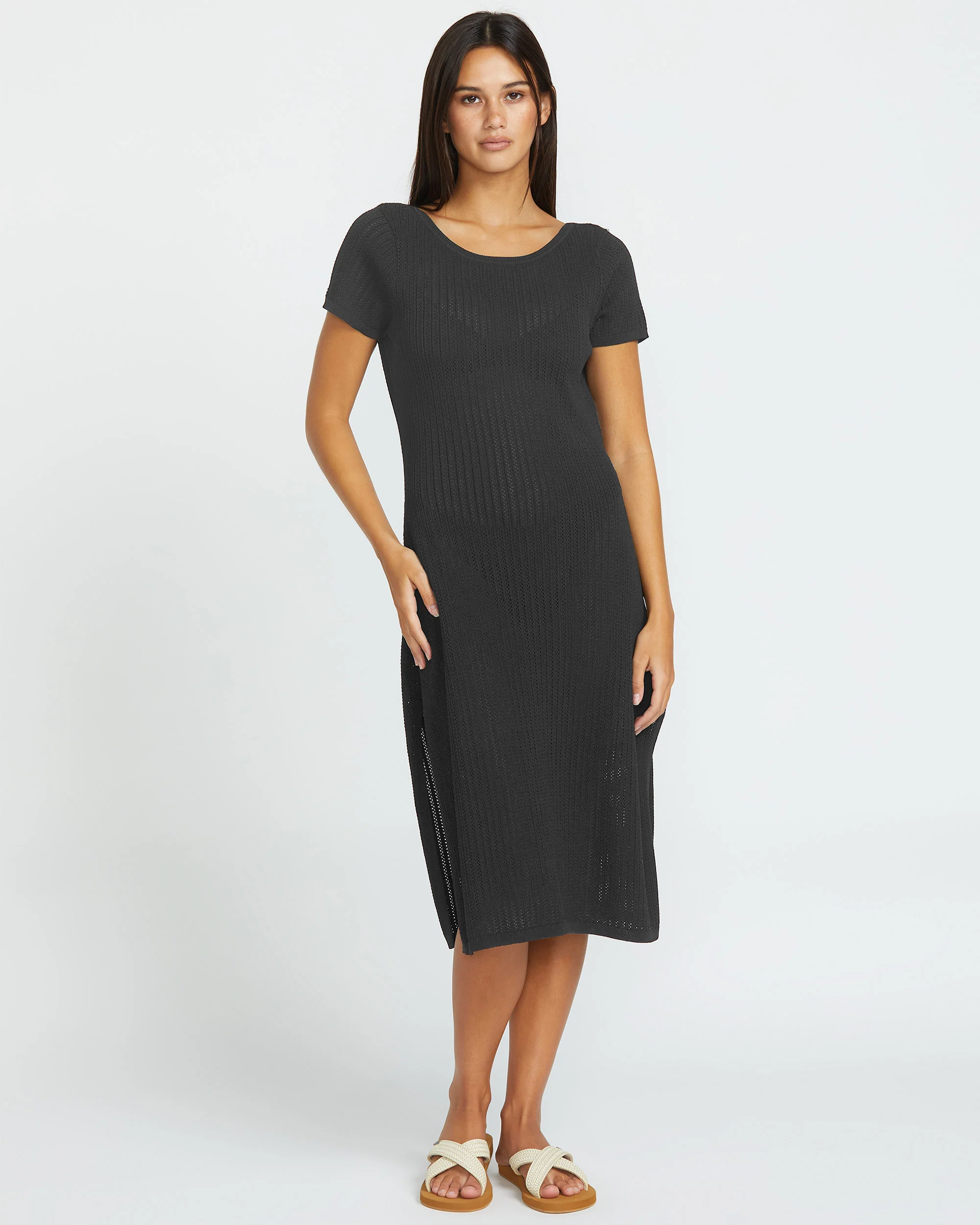 Meshy Beach Cover Up Dress - BLACK - Image 6