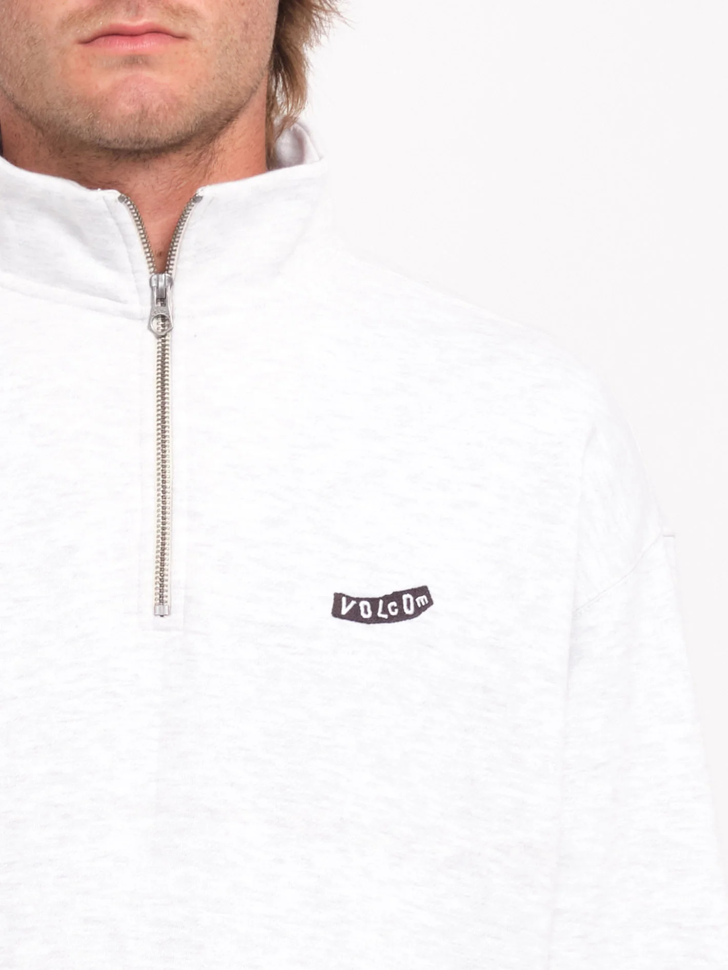 Mocklov 1/2 Zip Sweatshirt - Bone Heather - Image 3