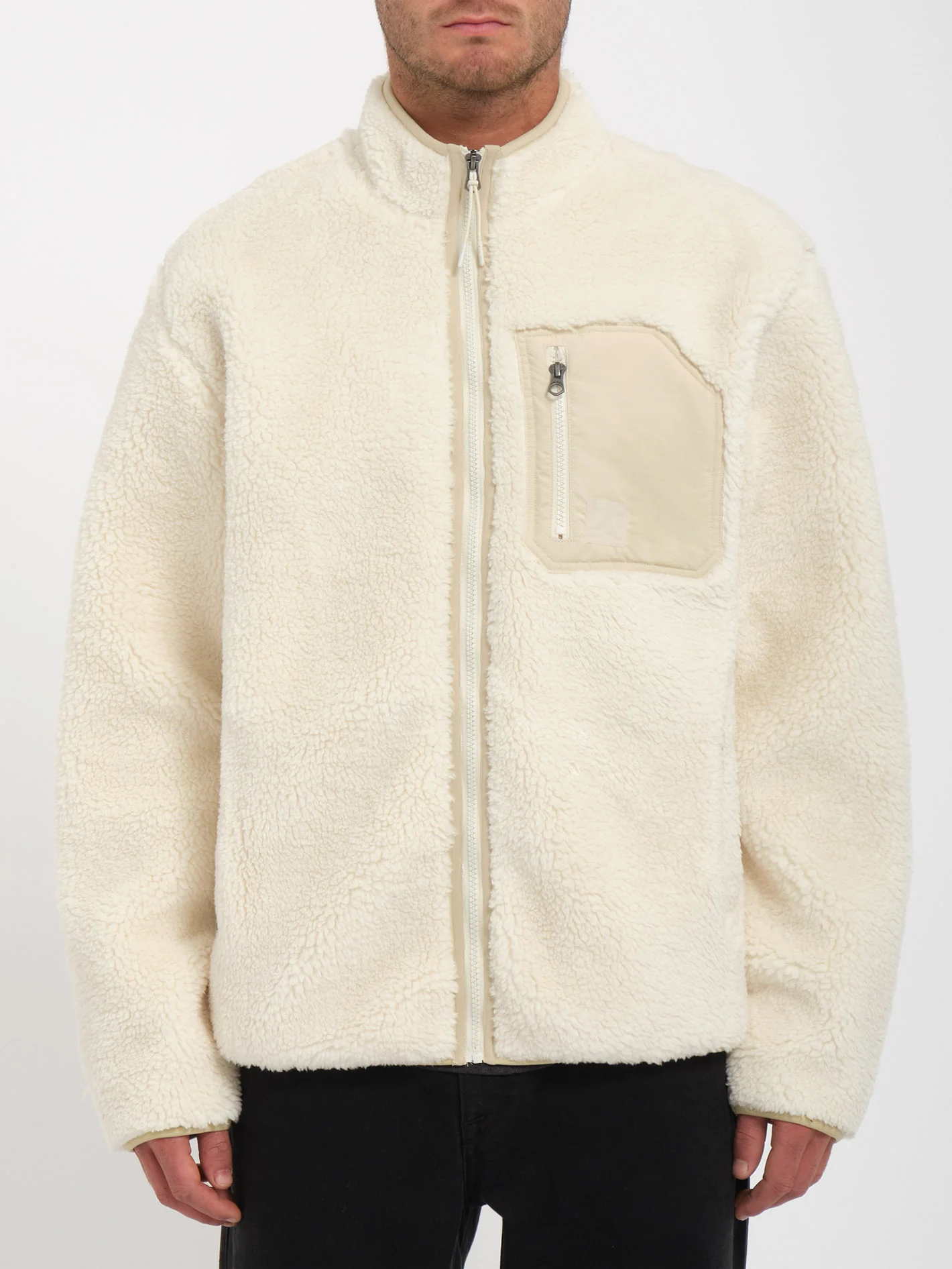 Muzzer Fuzzar Zip Sherpa Sweatshirt - DIRTY WHITE - Image 5