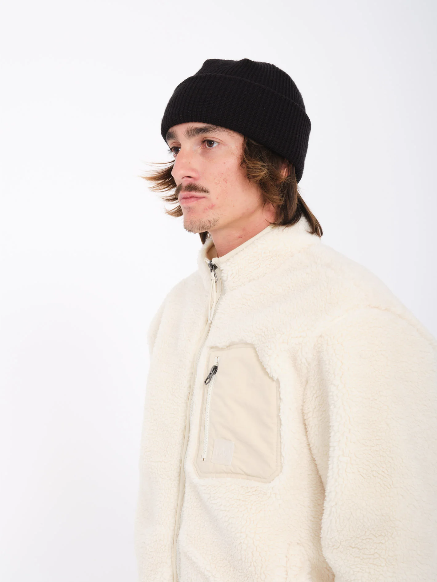 Muzzer Fuzzar Zip Sherpa Sweatshirt - DIRTY WHITE - Image 8