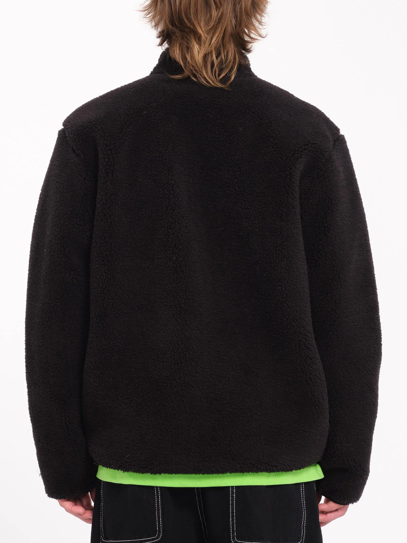 Muzzer Fuzzar Zip Sherpa Sweatshirt - Black - Image 2