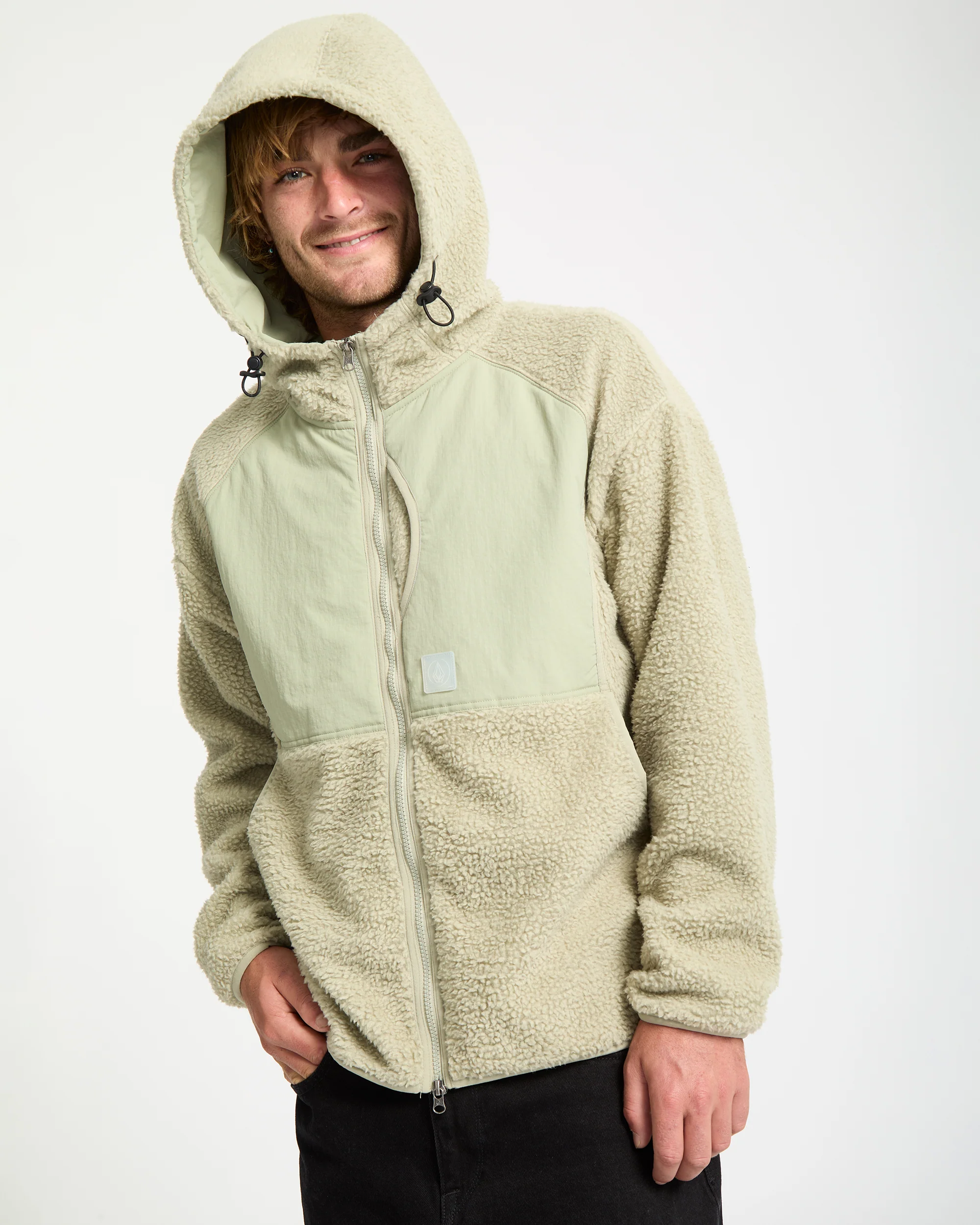 Nomaa Sherpa Zip Sherpa Hoodie - Green Tea - Image 5