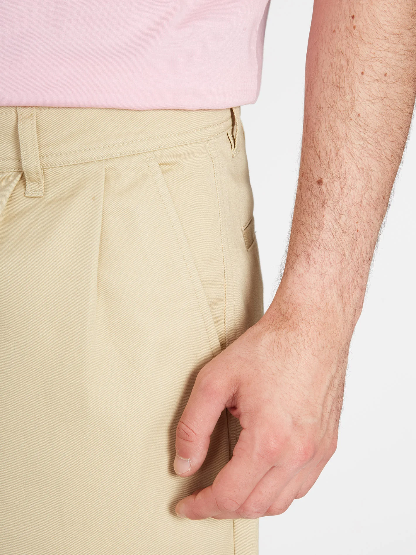 Pleated Chino Trousers - ALMOND - Image 7