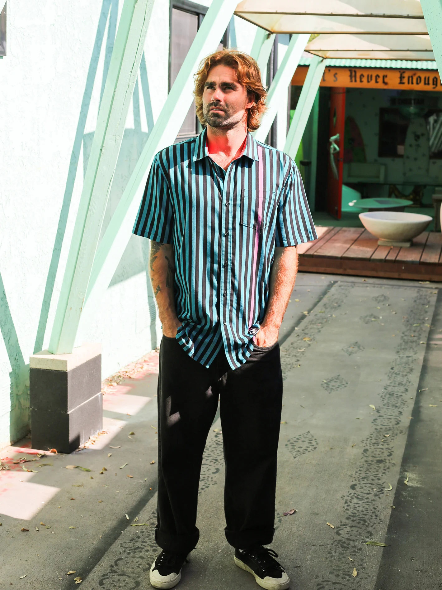 Schroff X Volcom Stripe Shirt - Dusty Aqua - Image 6
