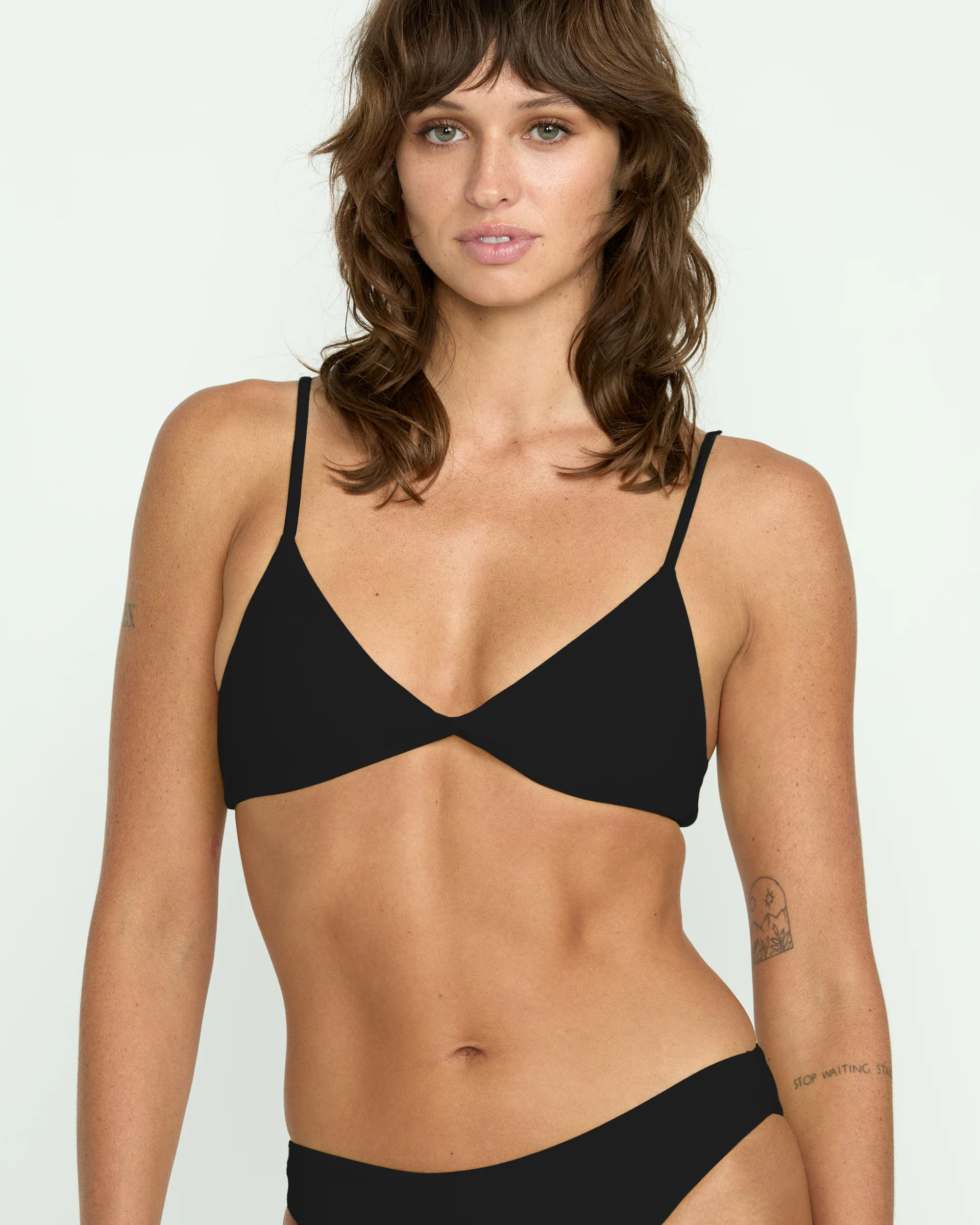Simply Seamless V Neck Bikini Top - Black - Image 4