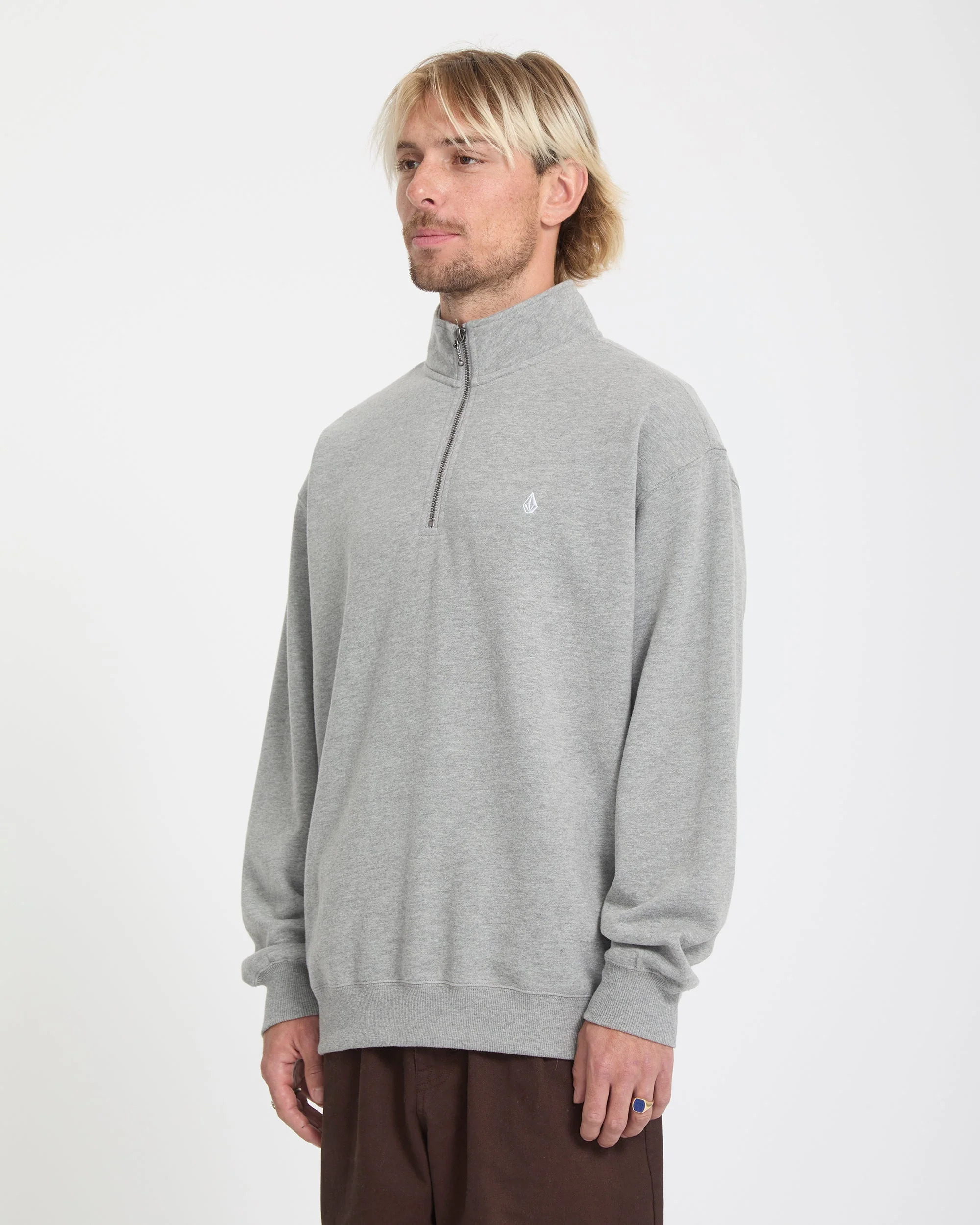 Single Stone Quarter Zip Sweatshirt - Heather Grey - Image 3
