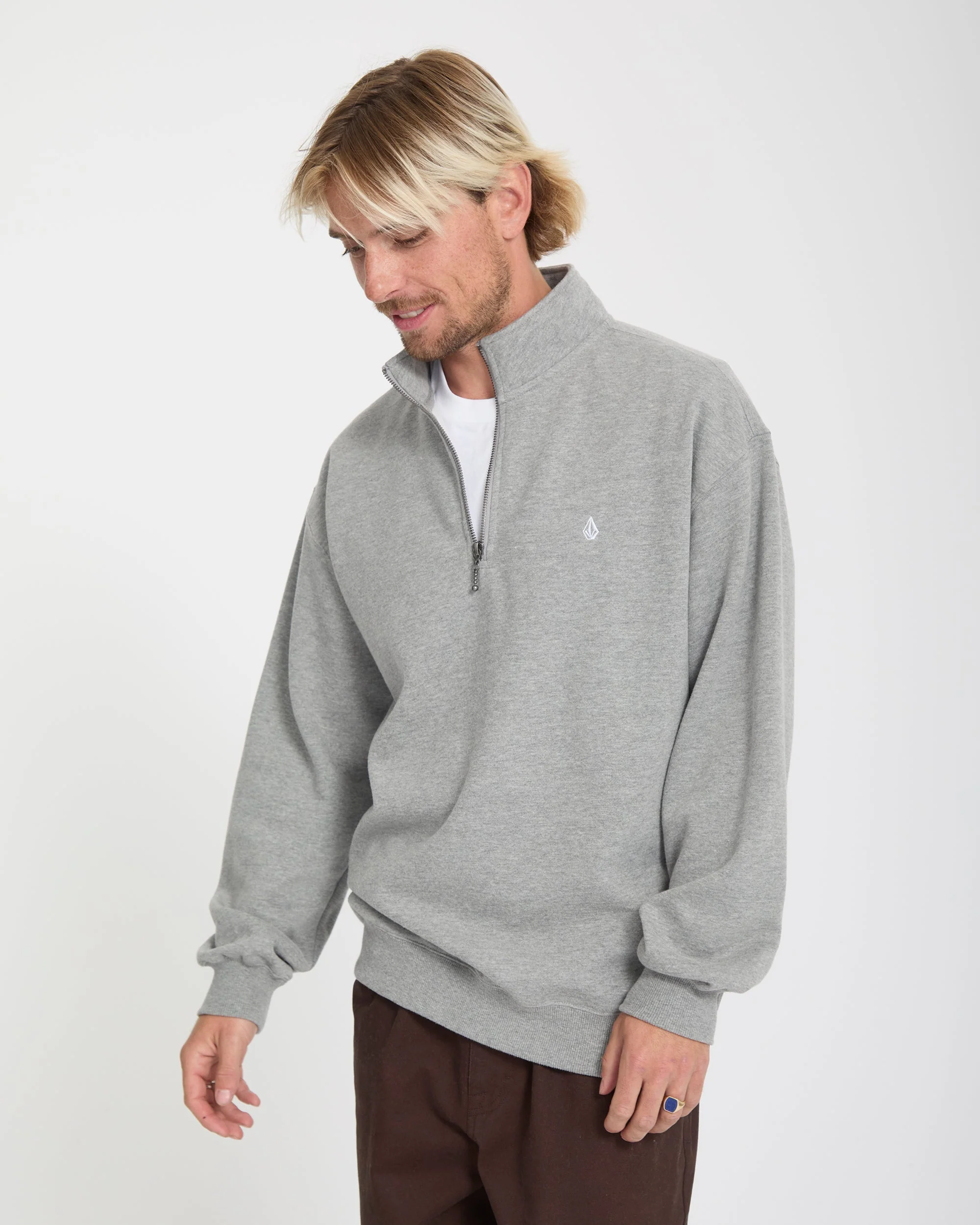 Single Stone Quarter Zip Sweatshirt - Heather Grey - Image 6