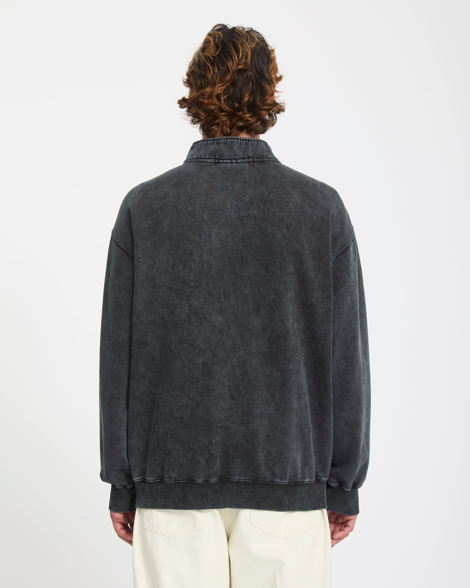 Single Stone Quarter Zip Sweatshirt - Light Acid Black - Image 3