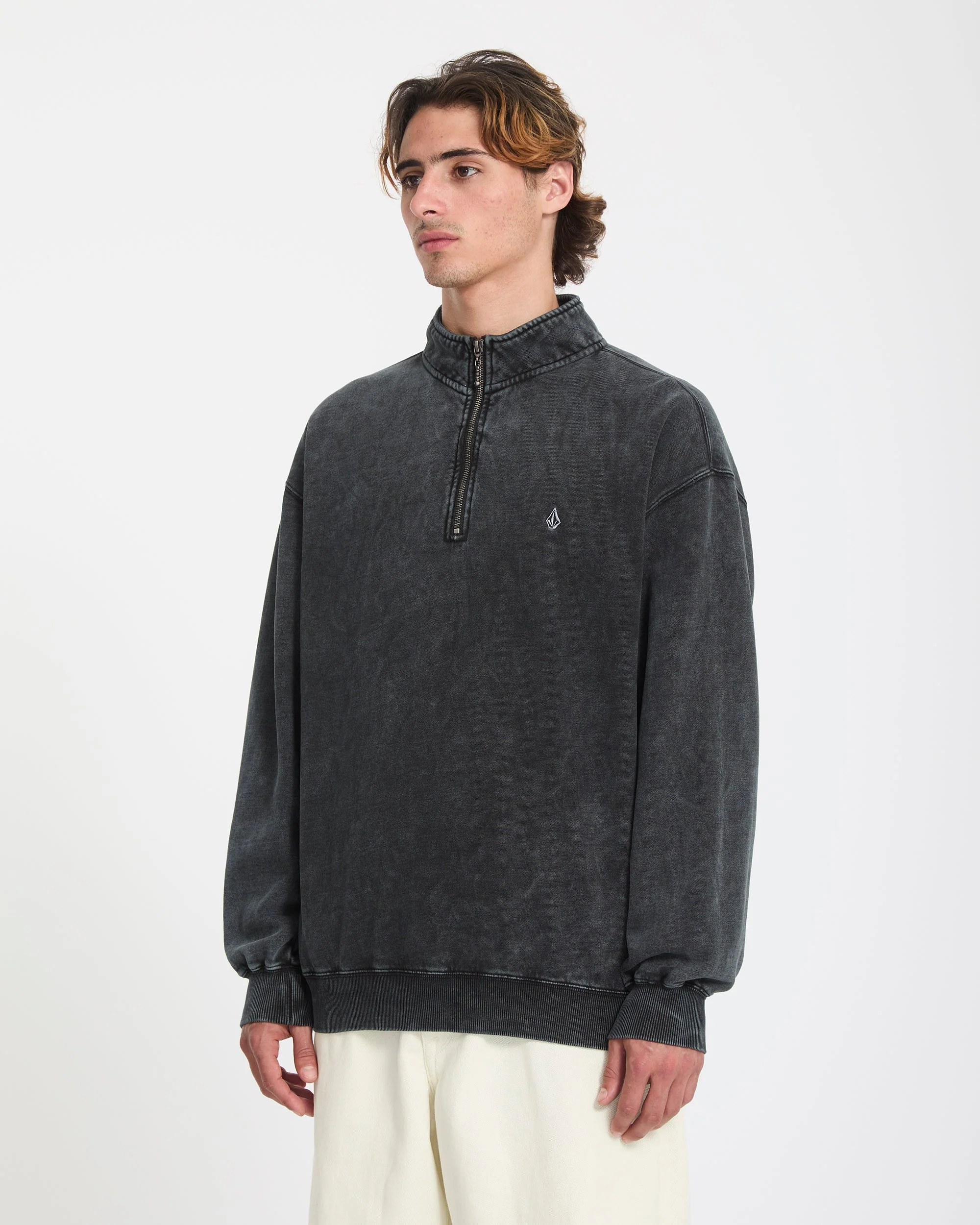 Single Stone Quarter Zip Sweatshirt - Light Acid Black - Image 4