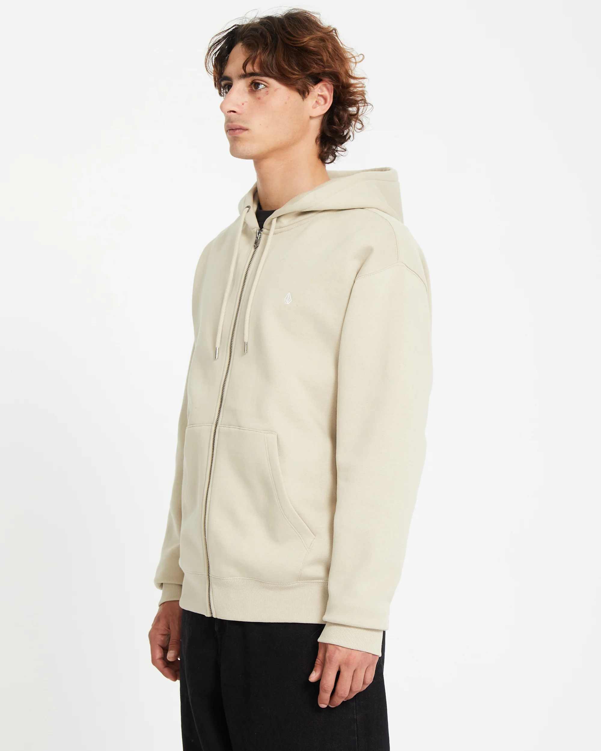 Single Stone Full Zip Hoodie - LIGHT KHAKI - Image 3